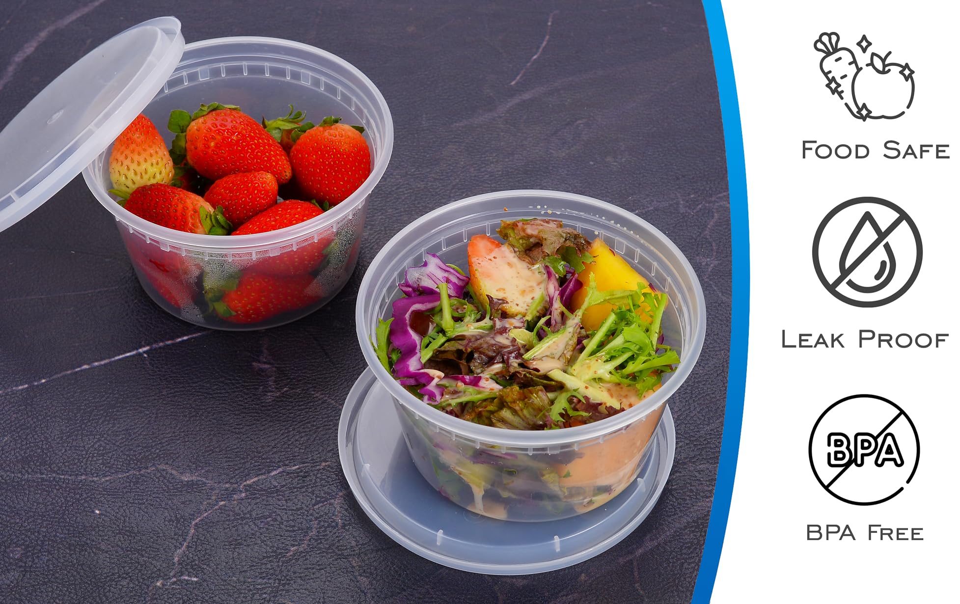 12-Pack 25 Sets BPA-Free Plastic Food Storage Containers with Airtight Lids | Microwave, Freezer & Dishwasher Safe | Heavy Duty Meal Prep Containers | Leakproof & Recyclable | Perfect for Leftovers, Lunches & Bulk Food Storage