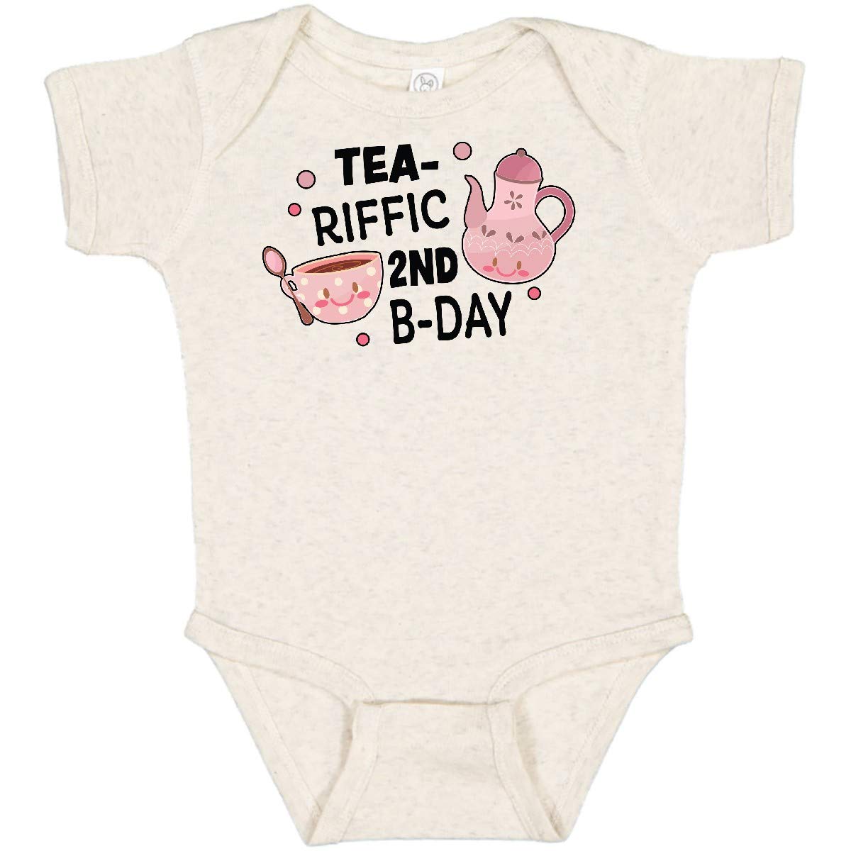 Inktastic Tea-riffic 2nd Birthday Baby Bodysuit - Cute Teacup & Teapot Design for Toddler Girls & Boys | Perfect for Birthday Parties, Photo Shoots & Special Occasions