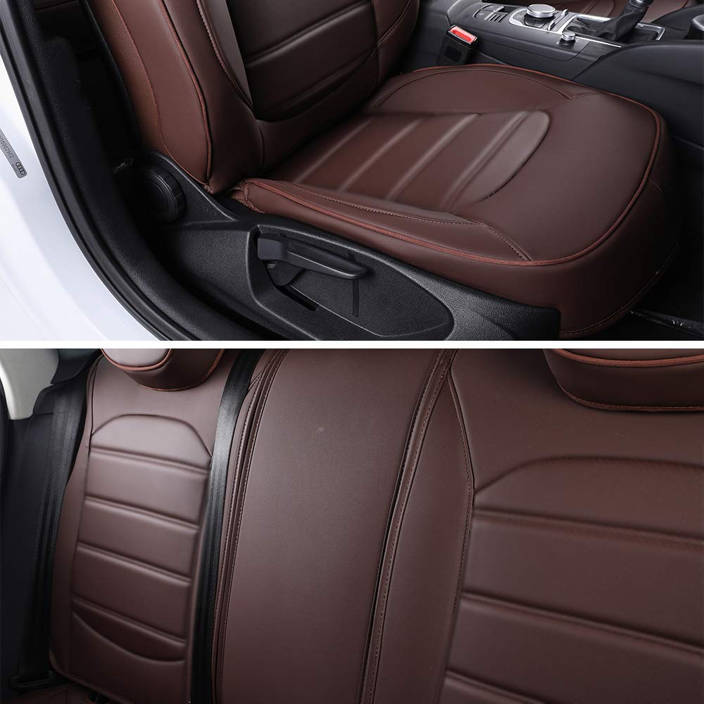 Premium Genuine Leather Seat Covers for 2007 Cadillac Escalade - 7-Seat Full Set (Front & Rear) with Airbag Compatibility, Beige Color | Luxury Car Interior Upgrade & Protection for SUV Owners