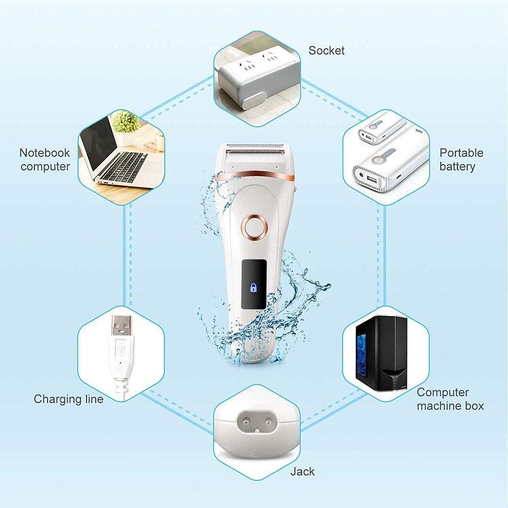 Electric Epilator for Women & Men - Painless Hair Removal for Armpits, Legs, Bikini Area - Wet & Dry Cordless Shaver & Trimmer - Perfect for Travel, Gym & Smooth Skin at Home