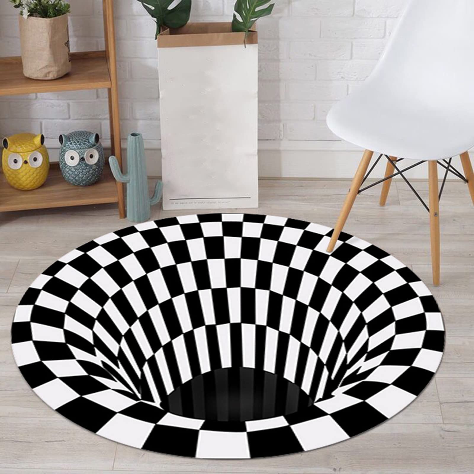 3D Vortex Illusion Rug - Non-Slip Round Carpet with 3D Trap Effect for Bedroom, Living Room, Kids Play Area (160cm Diameter) - Perfect for Home Decor, Game Rooms & Photo Backdrops