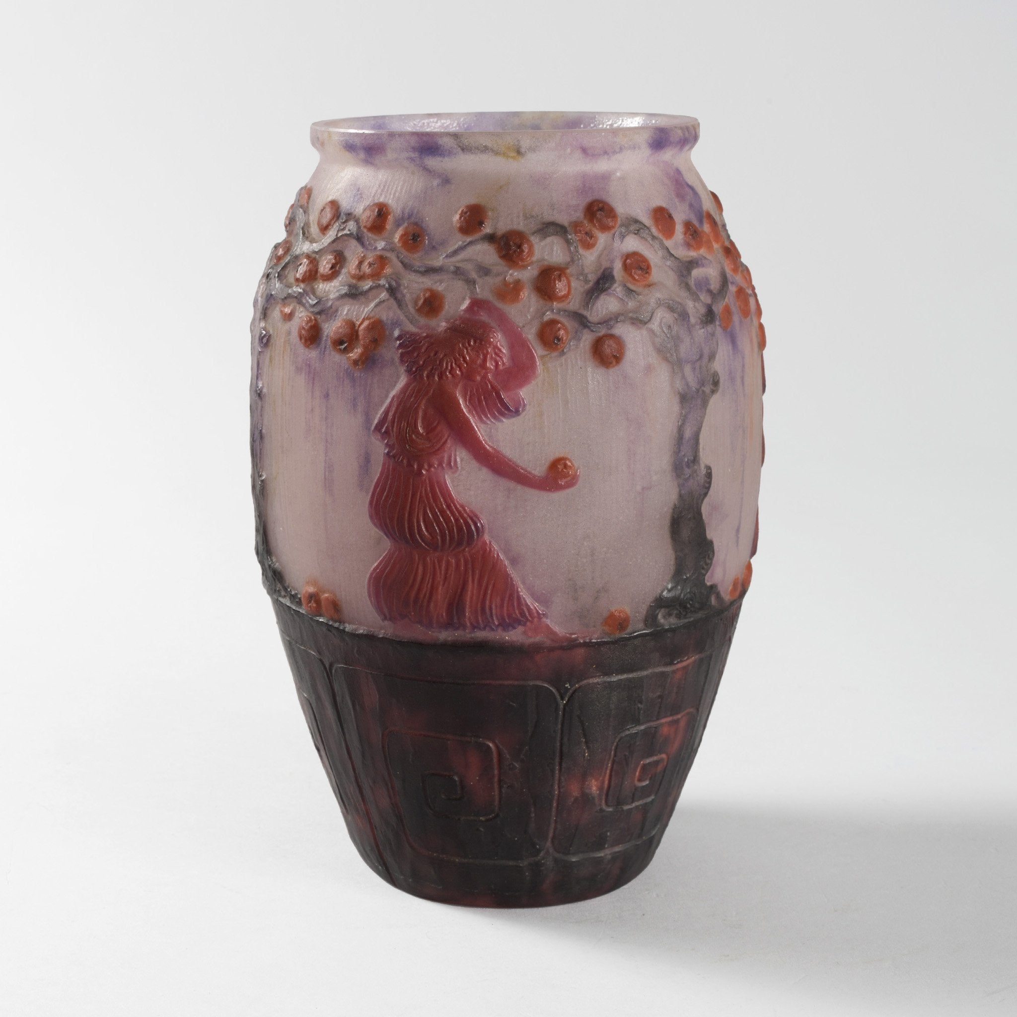 Gabriel Argy Rousseau Le Jardin des Hespérides Pâte de Verre Glass Vase - Handmade Art Glass Vase for Home Decor, Wedding Centerpiece & Luxury Gift