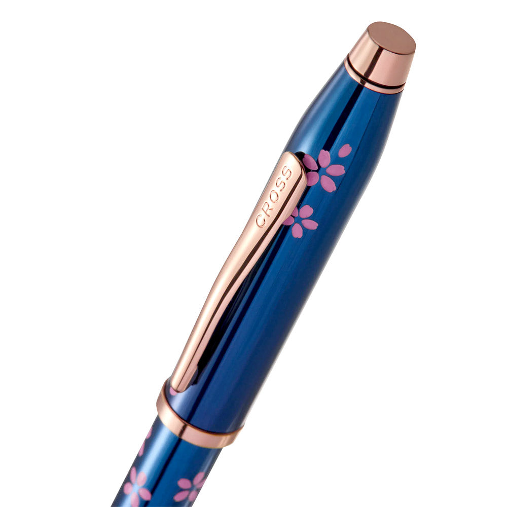 Cross Century II Cherry Blossom Translucent Blue Lacquer Ballpoint Pen - Premium Writing Instrument for Office, Gift & Collectors - Elegant Design for Professionals & Pen Enthusiasts