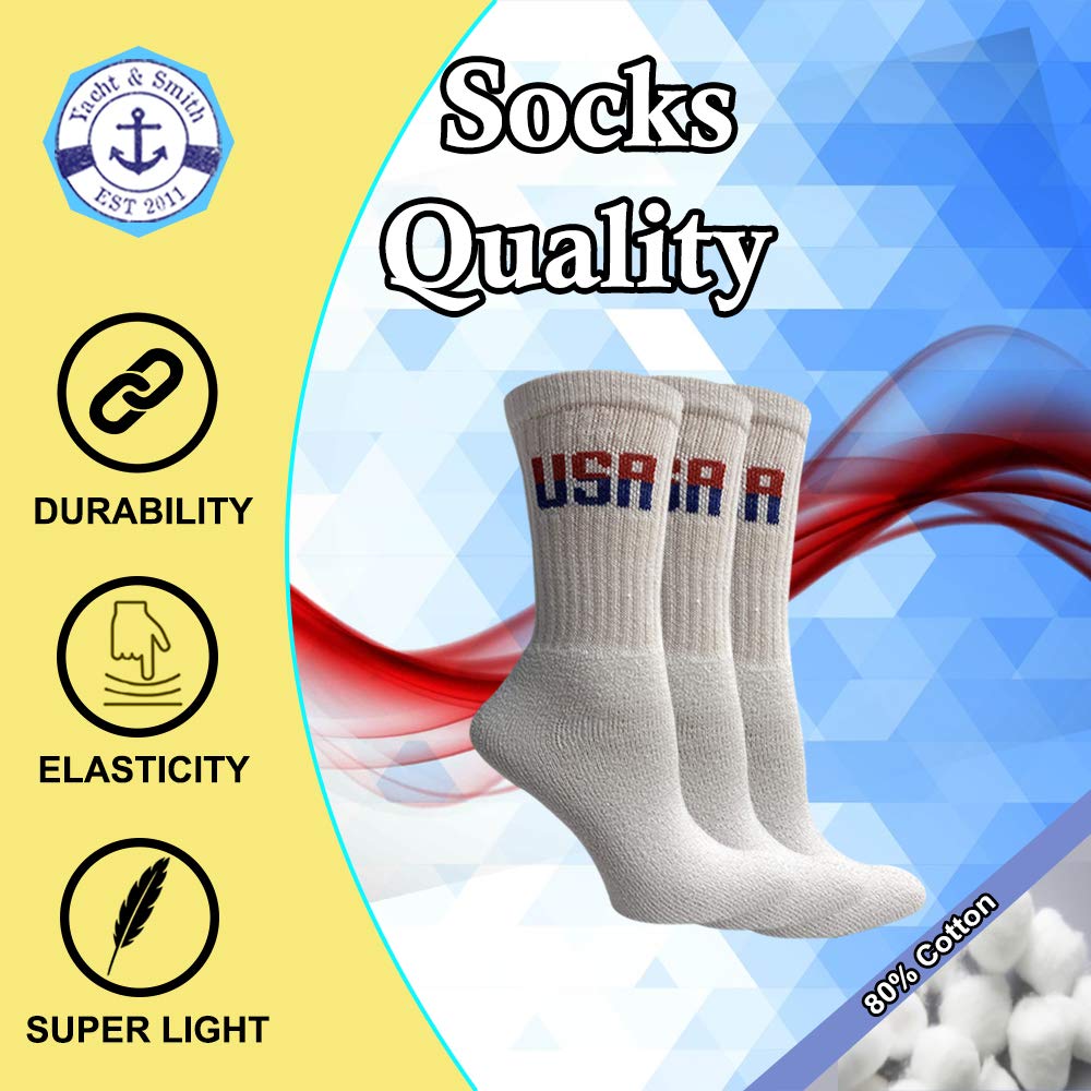 Yacht & Smith USA Pride Wholesale Cotton Socks for Men, Women & Kids - Patriotic American Flag Themed Crew Socks - Perfect for 4th of July, Memorial Day & Independence Day Celebrations