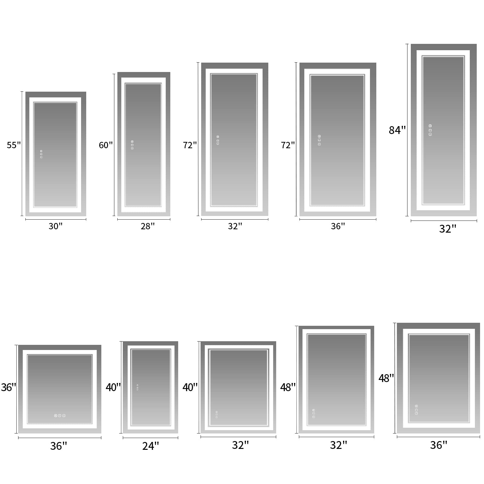 40 x 24 Inch LED Bathroom Mirror with Anti-Fog & Dimmable Memory Lights - Front Light & Backlit Vanity Mirror - Shatterproof Wall-Mounted for Makeup, Shaving & Home Decor
