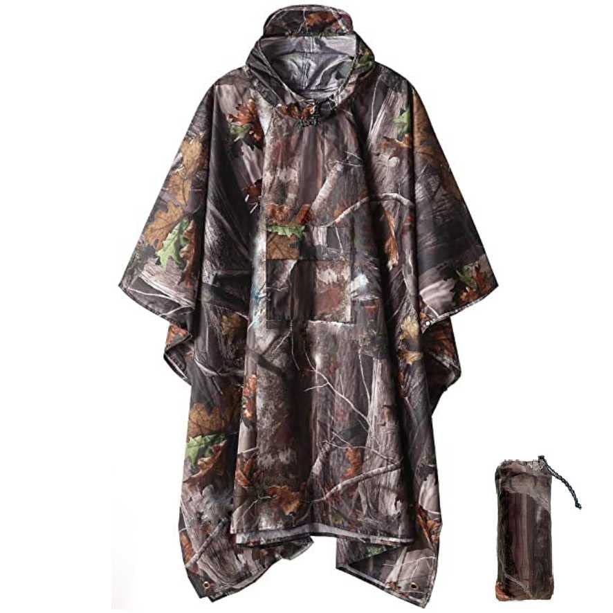 Waterproof Hooded Rain Poncho for Men & Women - Lightweight Military Style Raincoat for Outdoor Activities, Camping, Hiking, Fishing - Perfect for Emergency Weather Protection
