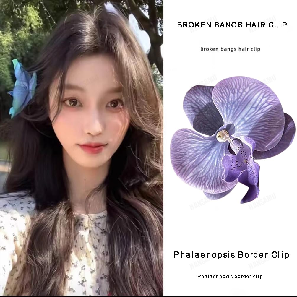 3 Colors Bohemian Butterfly Orchid Hair Clips - Artificial Phalaenopsis Hair Barrettes for Women, Girls & Kids - Perfect for Beach Vacations, Weddings & Boho Fashion Accessories