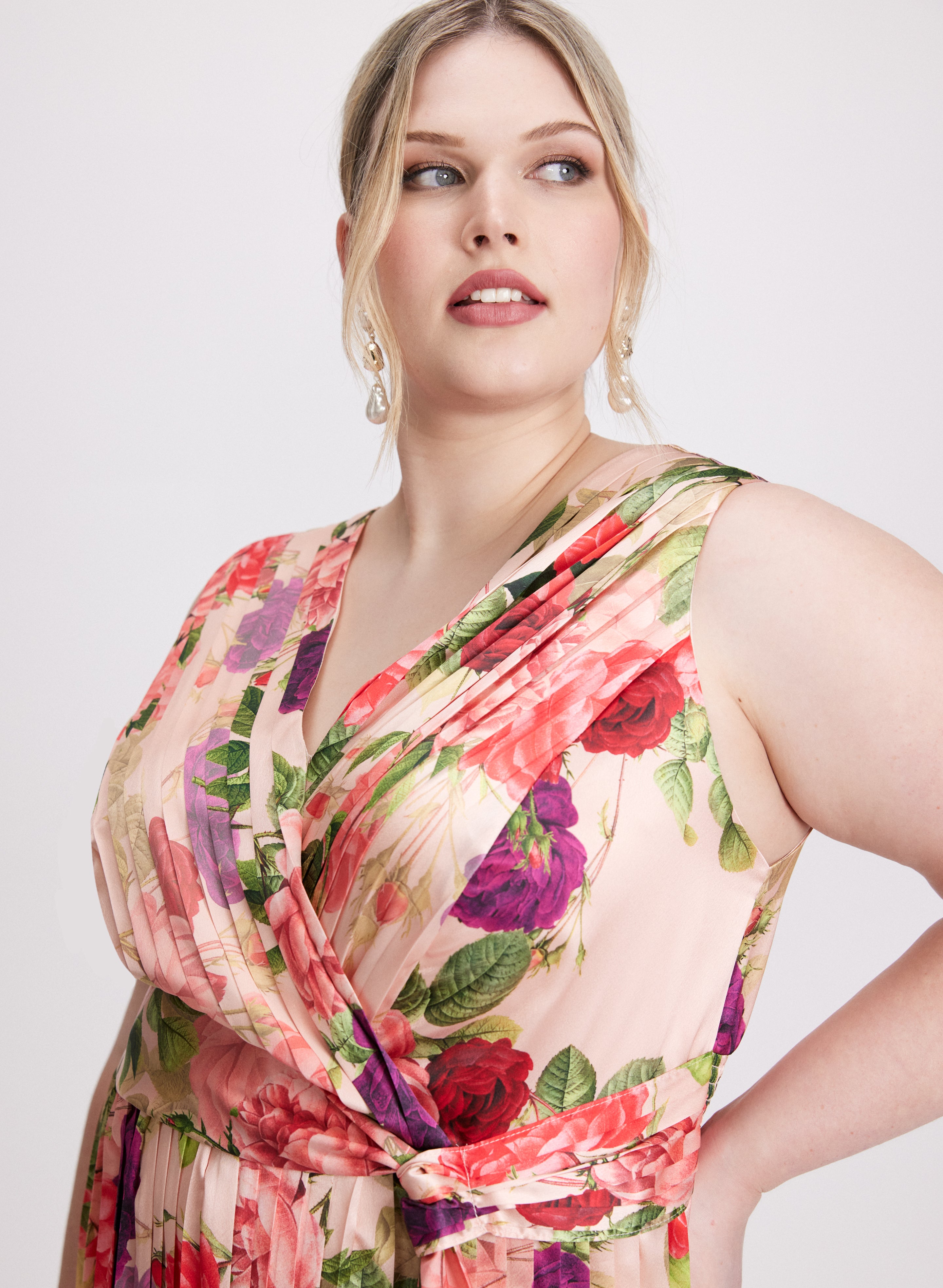 Elegant Floral Satin Dress for Women - Summer Party, Wedding Guest, Cocktail & Evening Wear