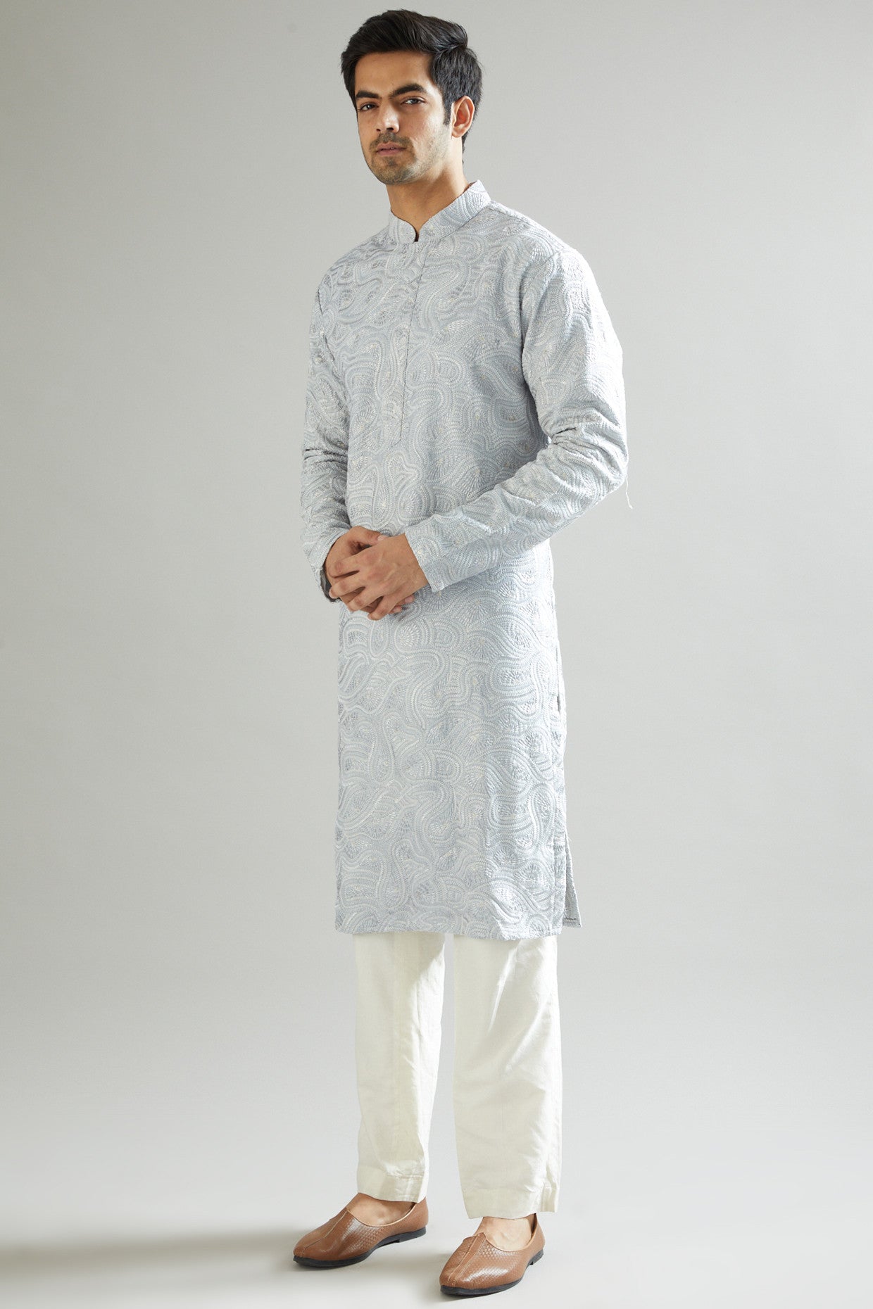 Powder Blue Embroidered Kurta for Women | Traditional Indian Tunic Top | Elegant Ethnic Wear for Festivals, Weddings & Special Occasions