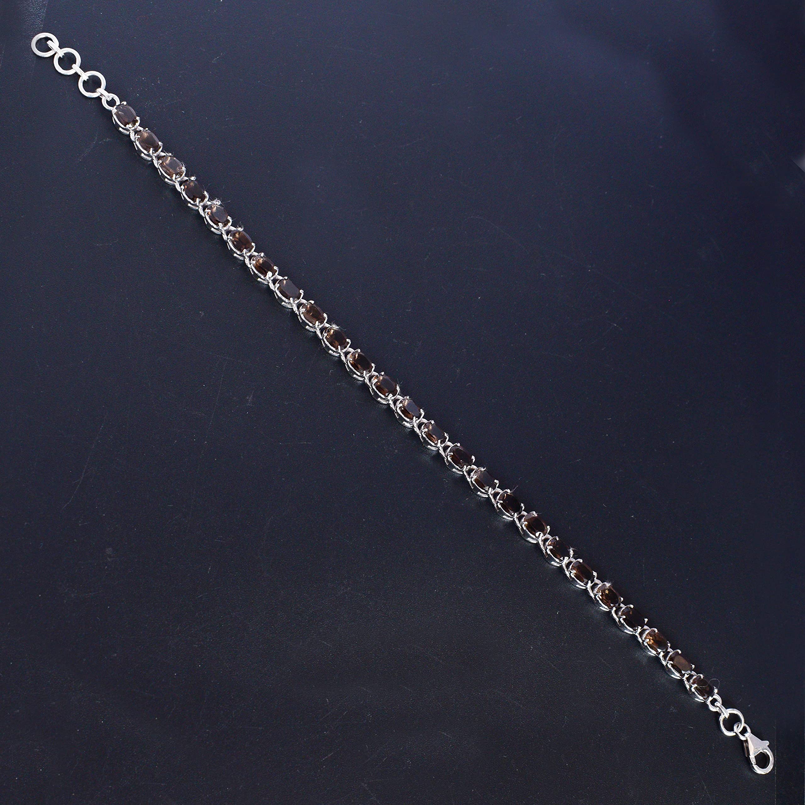 Smoky Quartz Gemstone 925 Sterling Silver Bracelet - Handmade Jewelry for Women, Elegant Birthday Gift for Her, Perfect for Special Occasions & Everyday Wear