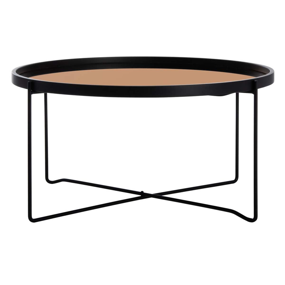 Safavieh Rose Gold Coffee Table - Modern Round Tray Top for Living Room