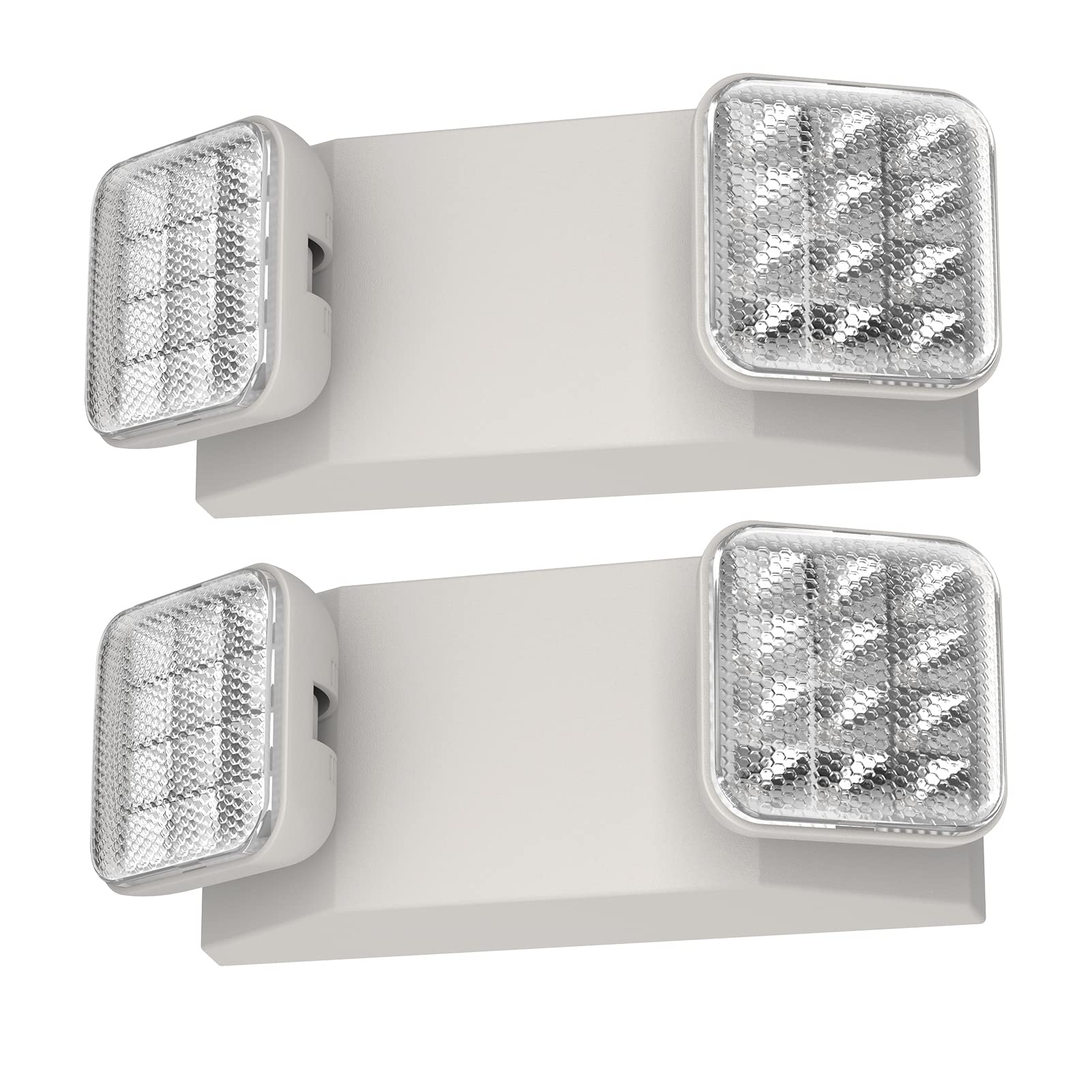 SPECTSUN 2 Pack Commercial Emergency Light with Battery Backup - White LED Square Head Emergency Light for Home, Office, Warehouse & Building Safety - UL Listed Emergency Light Fixture & Exit Sign Replacement    Perfect for power outages, fire drills, and emergency evacuations in homes, offices, schools, hospitals, and commercial buildings.