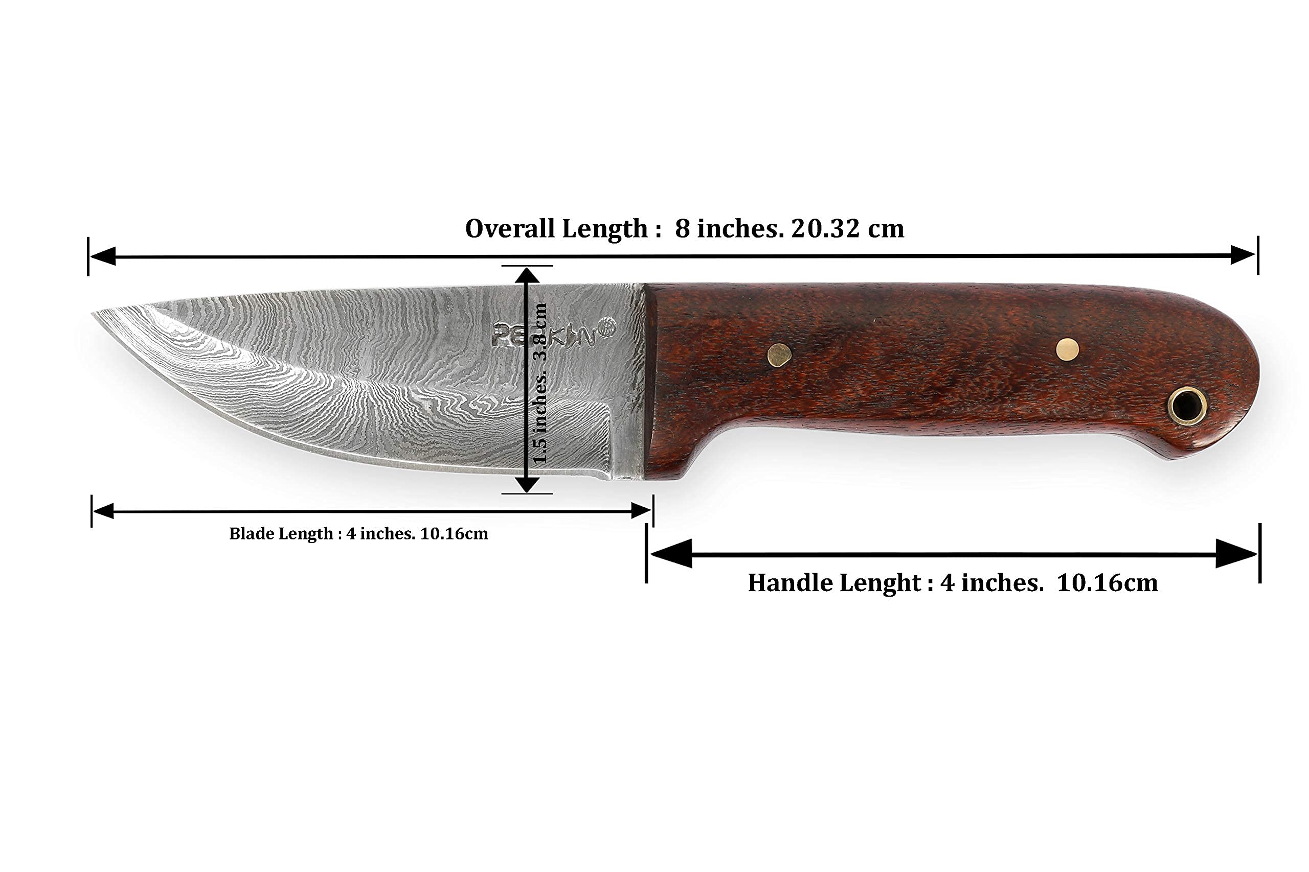 Premium Damascus Steel Hunting Knife - Handcrafted Bushcraft Knife with Leather Sheath & Sharpener - Perfect for Outdoor Camping, Survival & Hunting Adventures