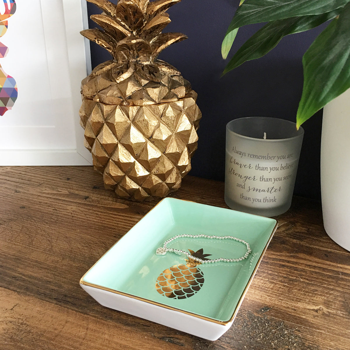 Pineapple-Shaped Jewelry Dish - Small Decorative Tray for Rings, Earrings & Keys | Perfect for Bedroom Vanity, Bathroom Counter & Entryway Organizer