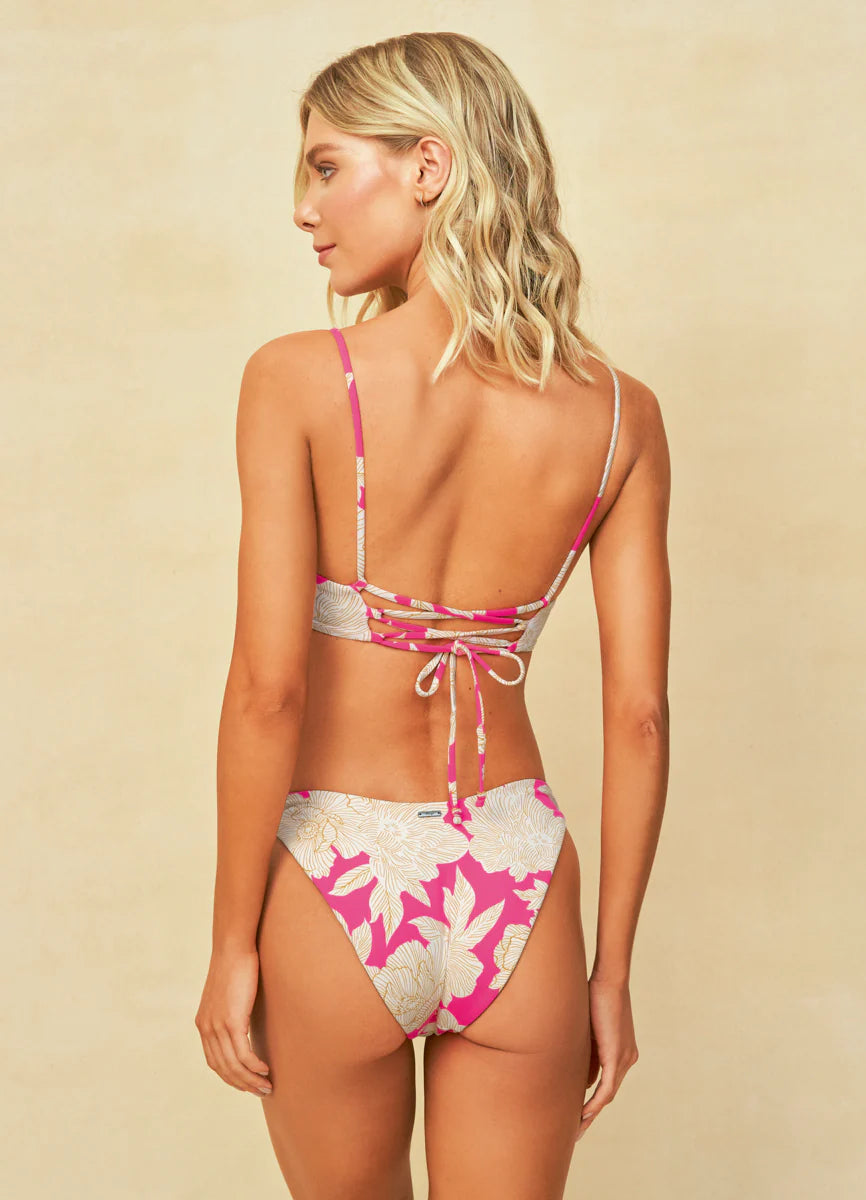 Maaji Floral Duo Splendour Bikini Bottom - Pink | High Waisted Swimwear for Women | Perfect for Beach Vacations & Pool Parties