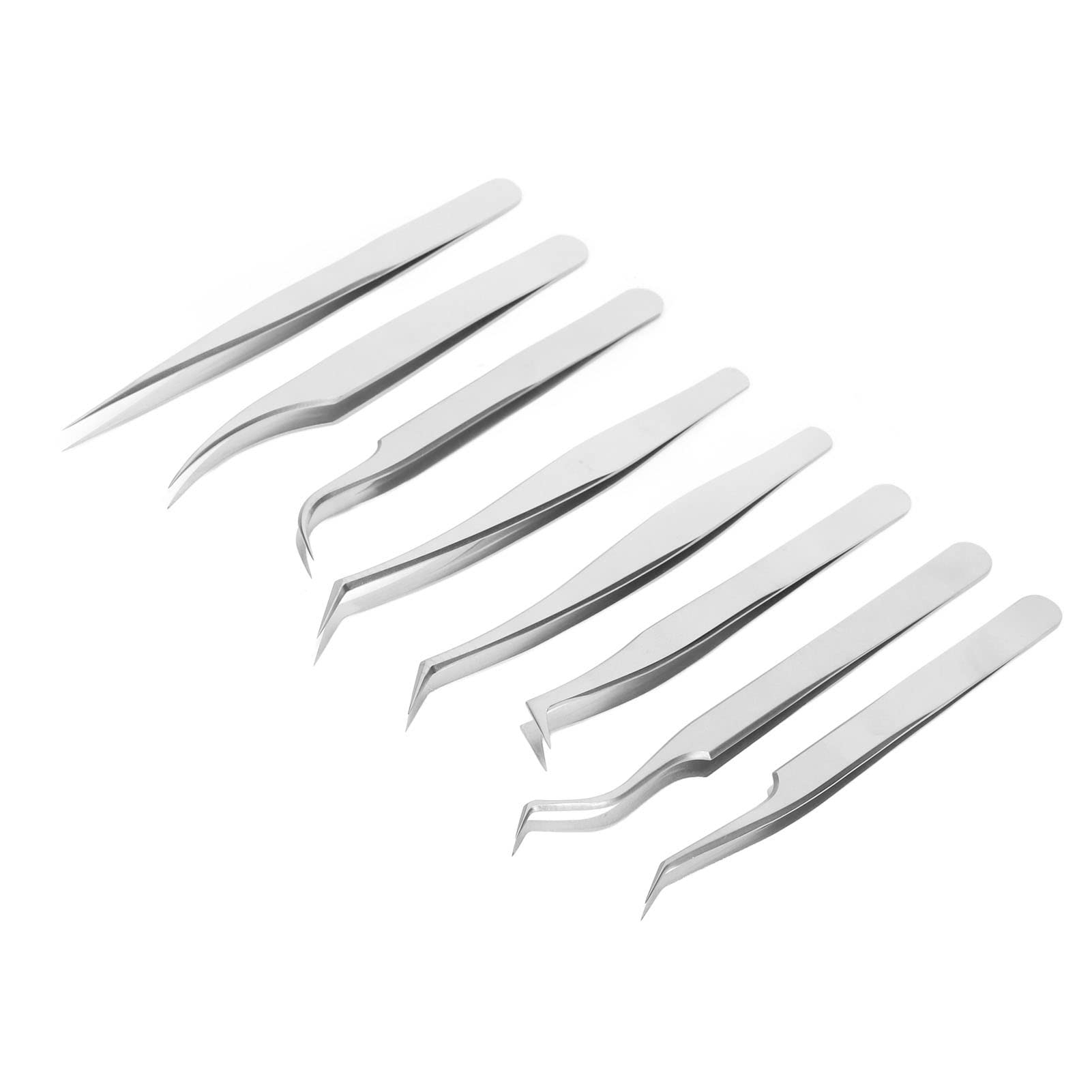 Professional 8-Piece Eyelash Extension Tweezers Set - Precision Lash Tweezers for Salon & DIY Eyelash Extensions - Beauty Tools for Perfect Lash Application - Ideal for Professional Stylists & Home Use