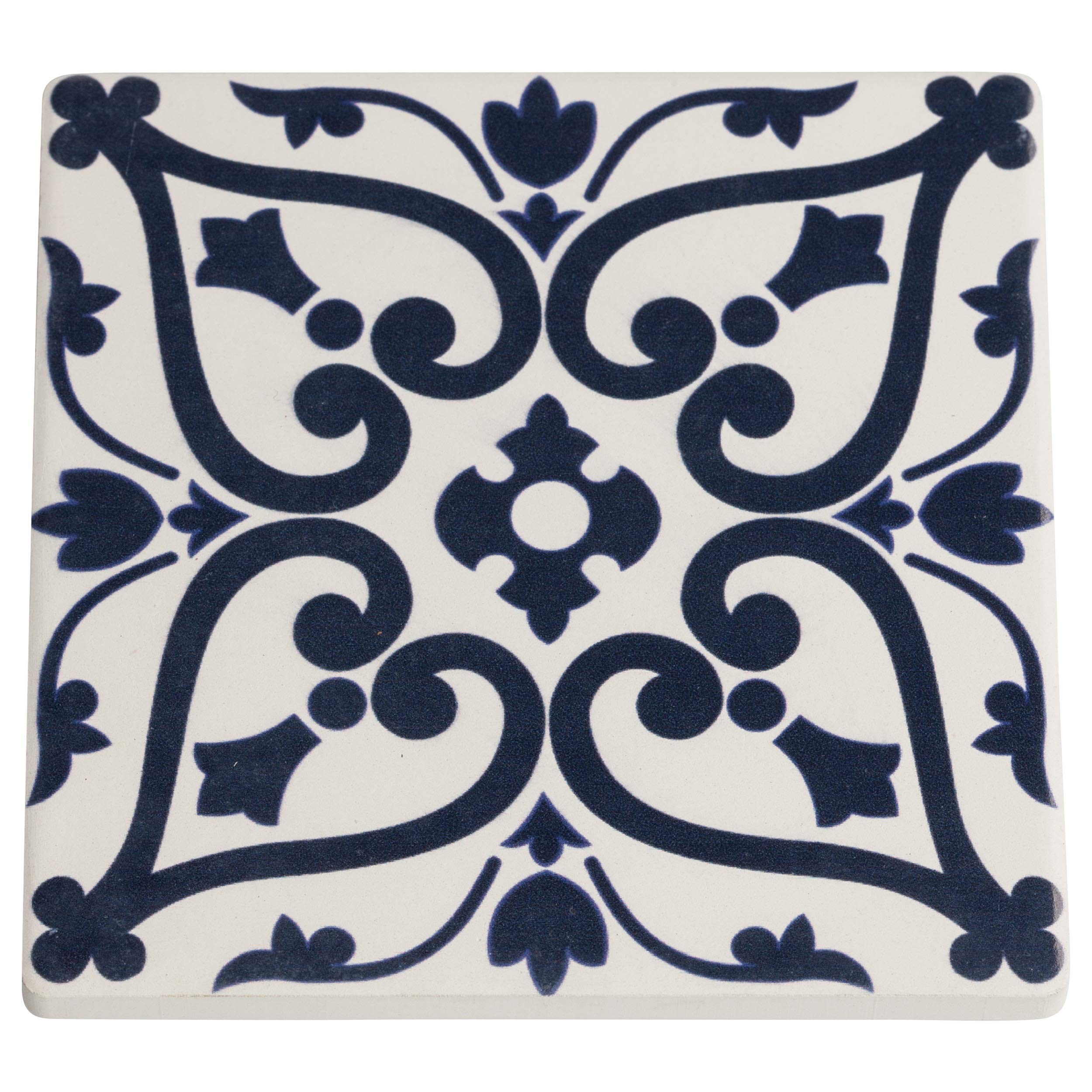 Mw Medina Ceramic Square Tile Coaster Set - 9cm Heat Resistant Drink Coasters for Coffee, Tea & Wine - Perfect for Home, Office & Restaurant Use