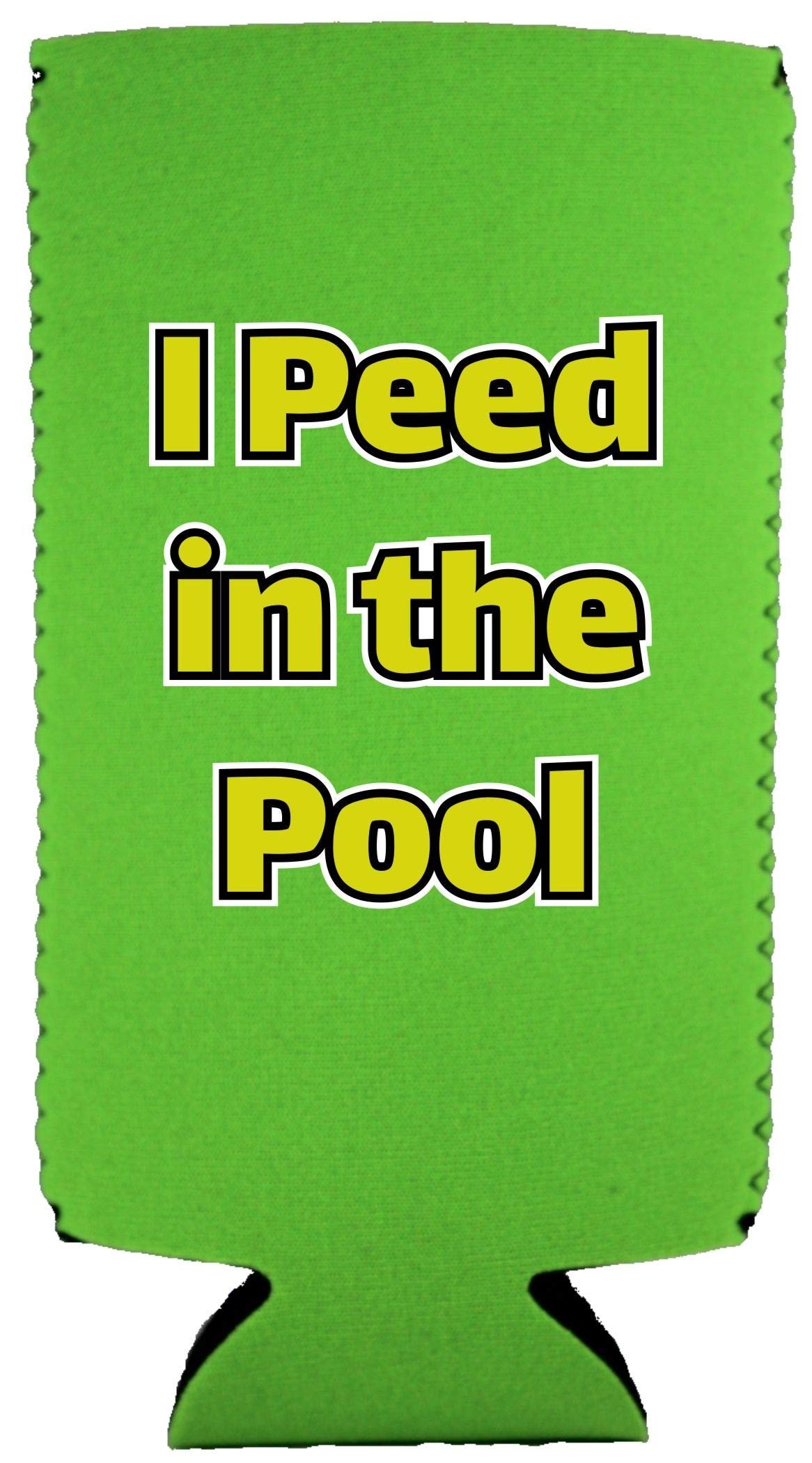 Funny I Peed in the Pool Slim Can Cooler - 2 Pack Bright Green Beer Koozies for Pool Parties, Beach Outings & Summer BBQs
