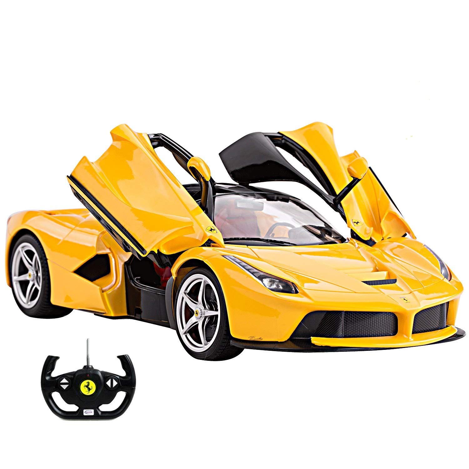 1/14 Scale Ferrari LaFerrari Remote Control Car - RTR Ready-to-Run RC Model with Opening Doors (Yellow) by FMTStore - Perfect for Collectors, Gifts & Racing Enthusiasts