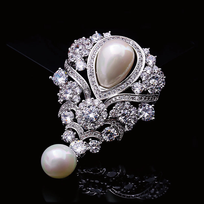 Elegant Court Style Alloy Imitation Pearl Zirconite Wedding Brooch Pin - Perfect for Bridal Accessories, Prom Dresses & Formal Occasions