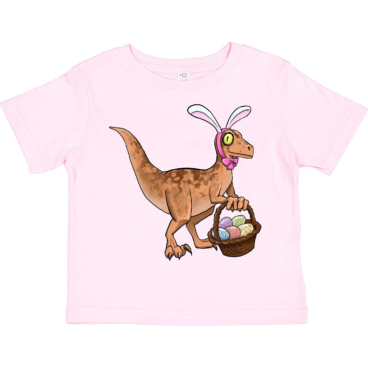 Inktastic Easter Velociraptor with Bunny Ears Toddler T-Shirt - Cute Dinosaur Graphic Tee for Boys & Girls - Fun Holiday Outfit for Easter Egg Hunts & Spring Celebrations