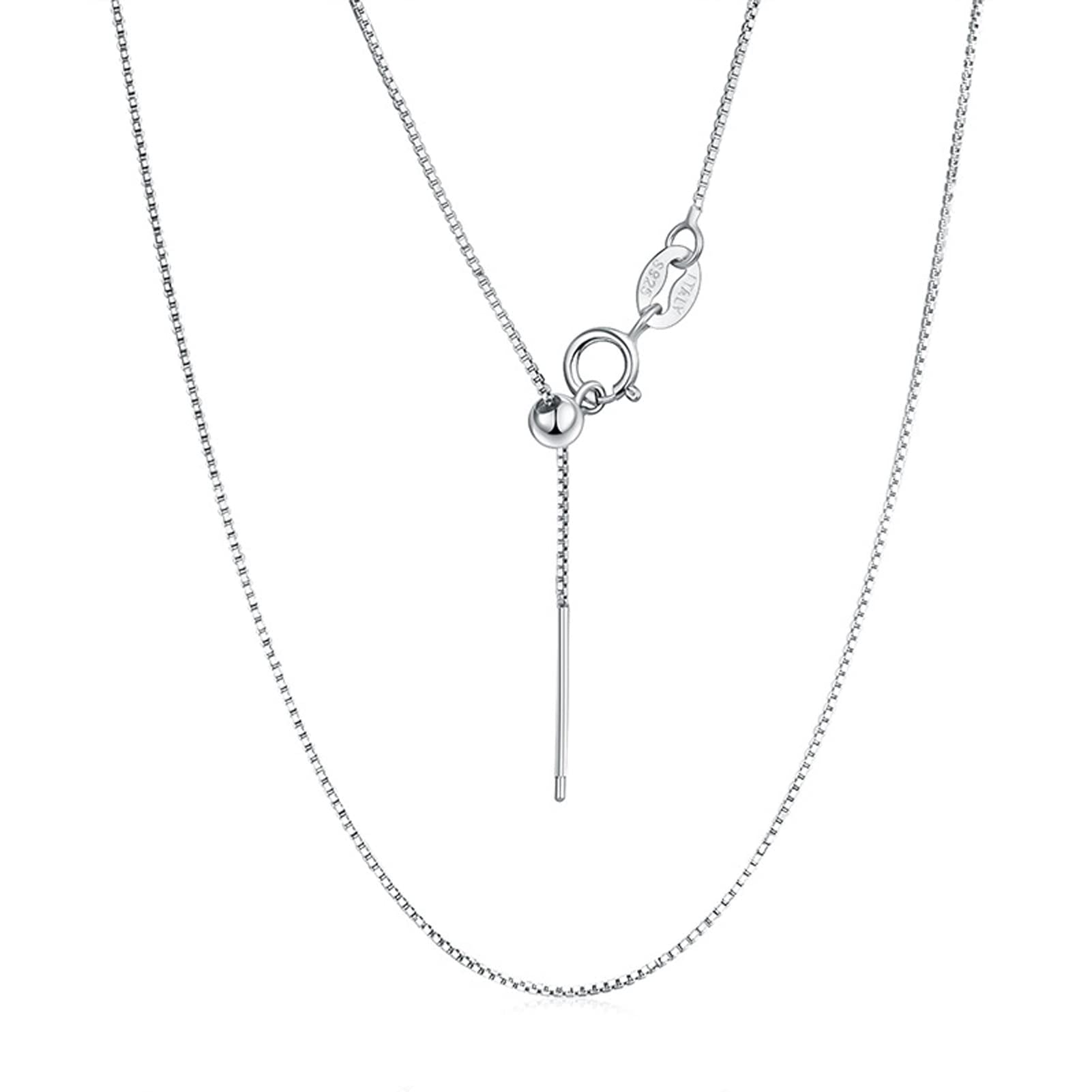 925 Sterling Silver Box Chain Necklace for Women - 0.65mm Thin Jewelry Chain with Positioning Beads (16 Inch) - Perfect for Jewelry Making, DIY Crafts & Everyday Wear
