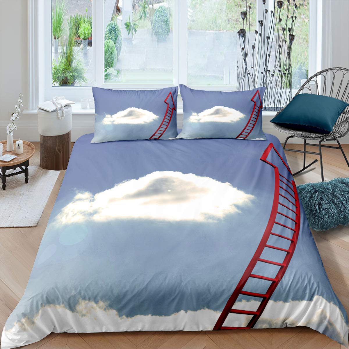 Minimalist Cloud Print Duvet Cover Set - Soft & Comfortable Twin Size 68x90 Inches (Includes 1 Duvet Cover + 1 Pillowcase) - Perfect for Modern Bedrooms, Guest Rooms & Cozy Home Decor