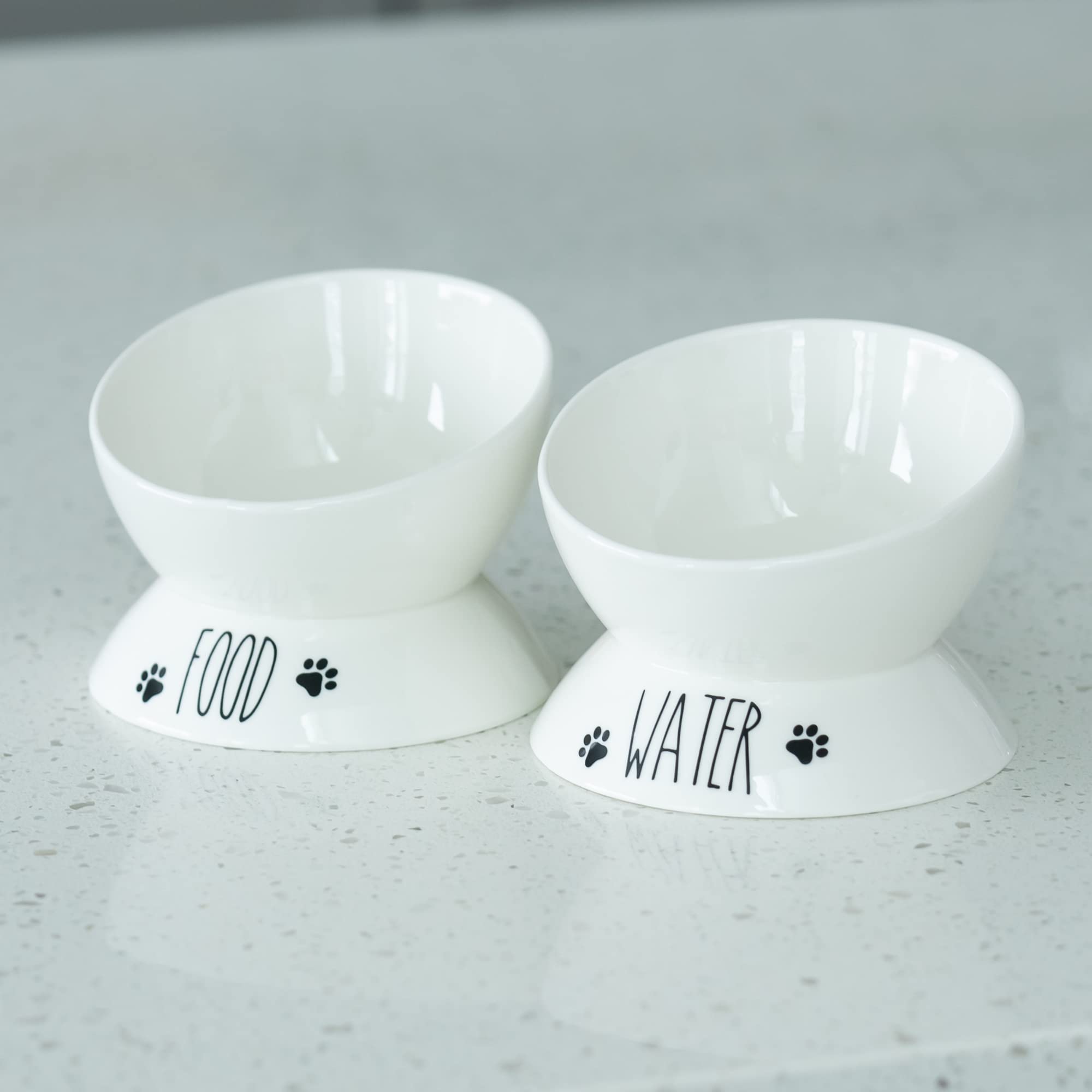 Premium Elevated Cat Food & Water Bowl Set - 2 Raised Porcelain Pet Dishes for Cats & Small Dogs | Wide Tilted Design for Comfortable Feeding | Perfect for Home, Kitchen & Travel Use