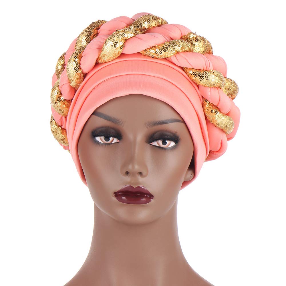 Stylish African Twisted Braid Turban Headwrap for Women - Fashionable Beanie Cap & Hair Cover Hat - Perfect for Casual Wear, Work, and Special Occasions