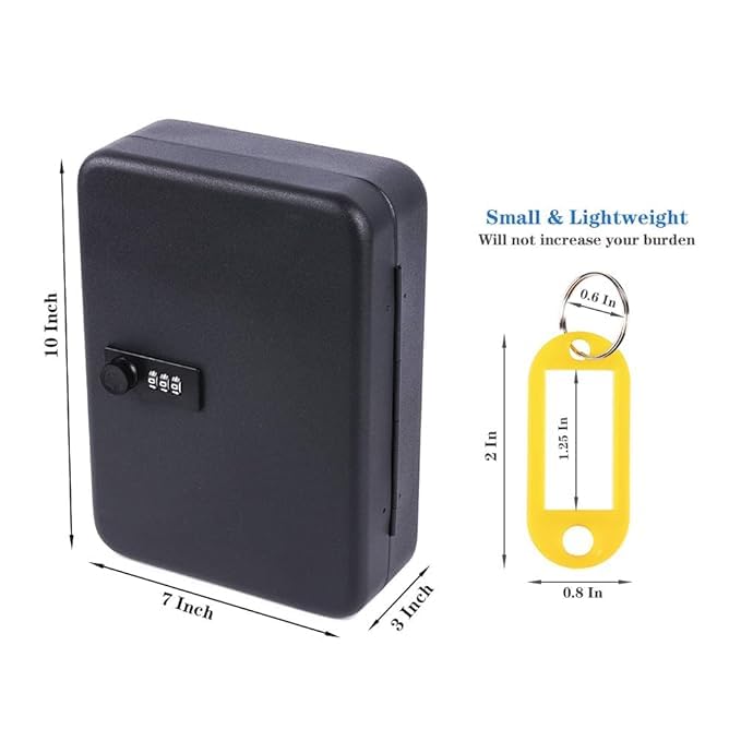 Kgeorix Alloy Steel Wall Mount Key Cabinet - Secure Key Organizer & Storage Lock Box with Combination Code Lock | Perfect for Home, Office & Commercial Key Management (Black)