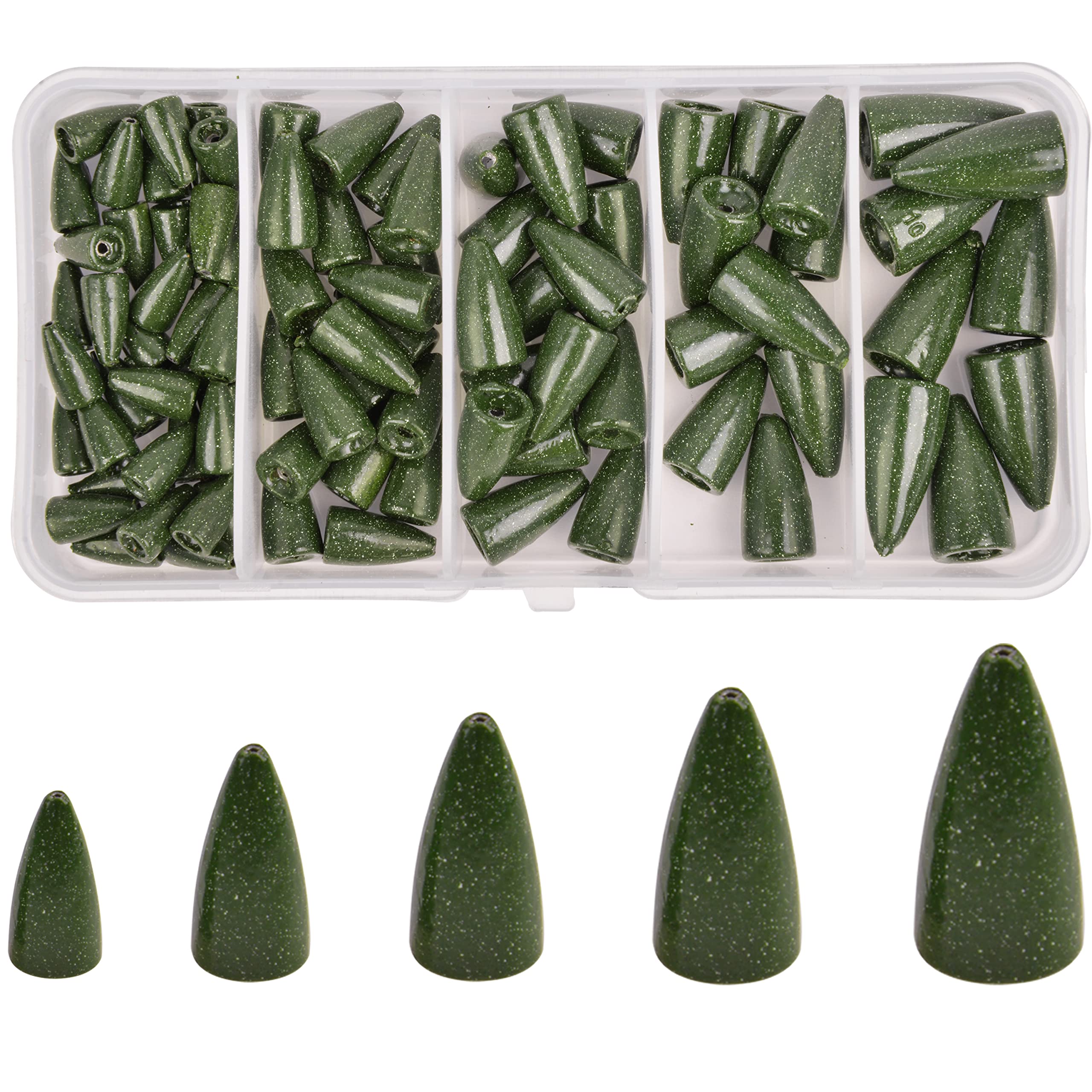 88PCS Worm Weights Fishing Sinker Kit - 5 Sizes for Bass Fishing & Flipping