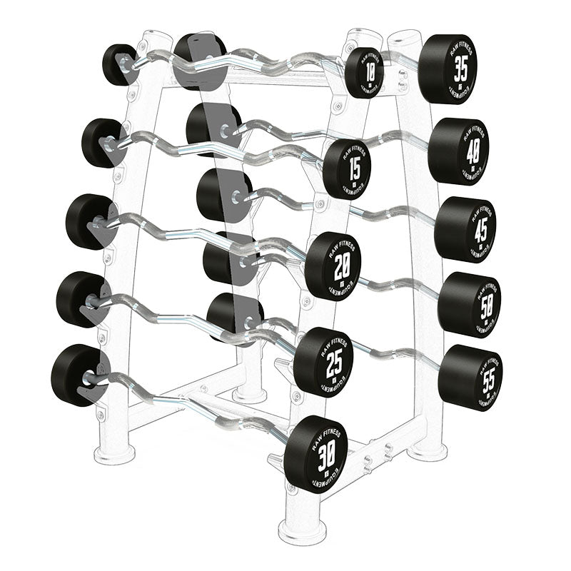 10KG to 55KG Fixed EZ Curl Barbell Set for Home Gym Strength Training - Perfect for Weightlifting, CrossFit, and Muscle Building Workouts