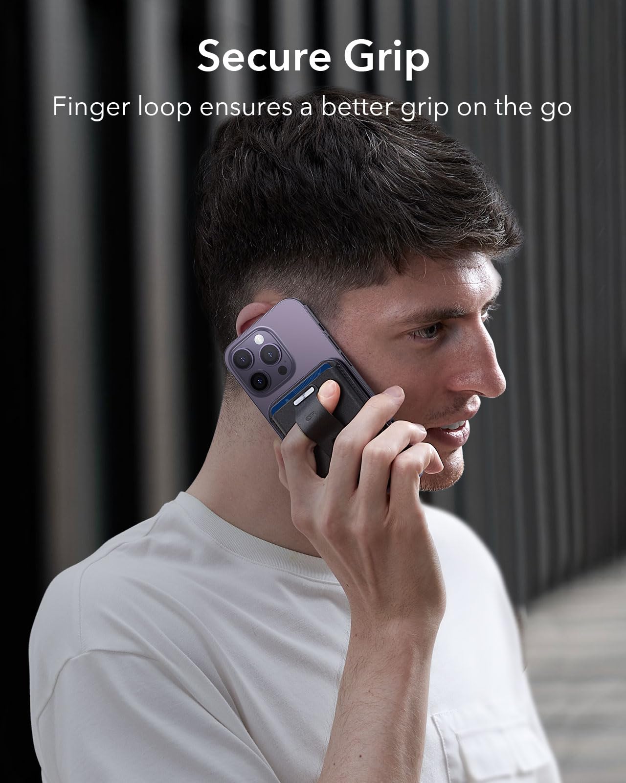 ESR Magnetic Wallet for iPhone 16/15/14/13/12 Series (Not for 13/12 Mini) - Slim 3-Card Holder with Vegan Leather & Secure-Grip Finger Loop | Compatible with MagSafe | Perfect for Everyday Carry, Travel & Contactless Payments (Black)