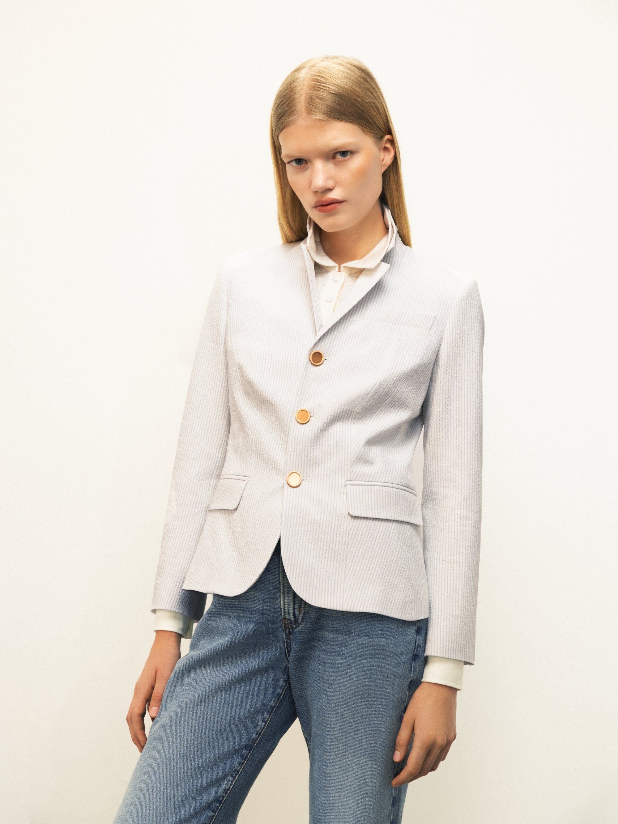 Seersucker Smart Blazer - Lightweight Chambray Multi-Color Men's Jacket for Business Casual & Summer Weddings