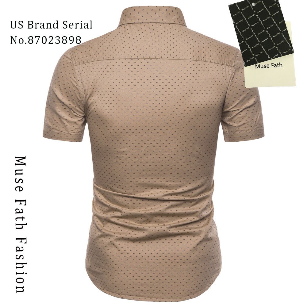 MUSE FATH Men's Cotton Short Sleeve Dress Shirt - Casual Printed Button Down Shirt for Office, Business & Summer Wear