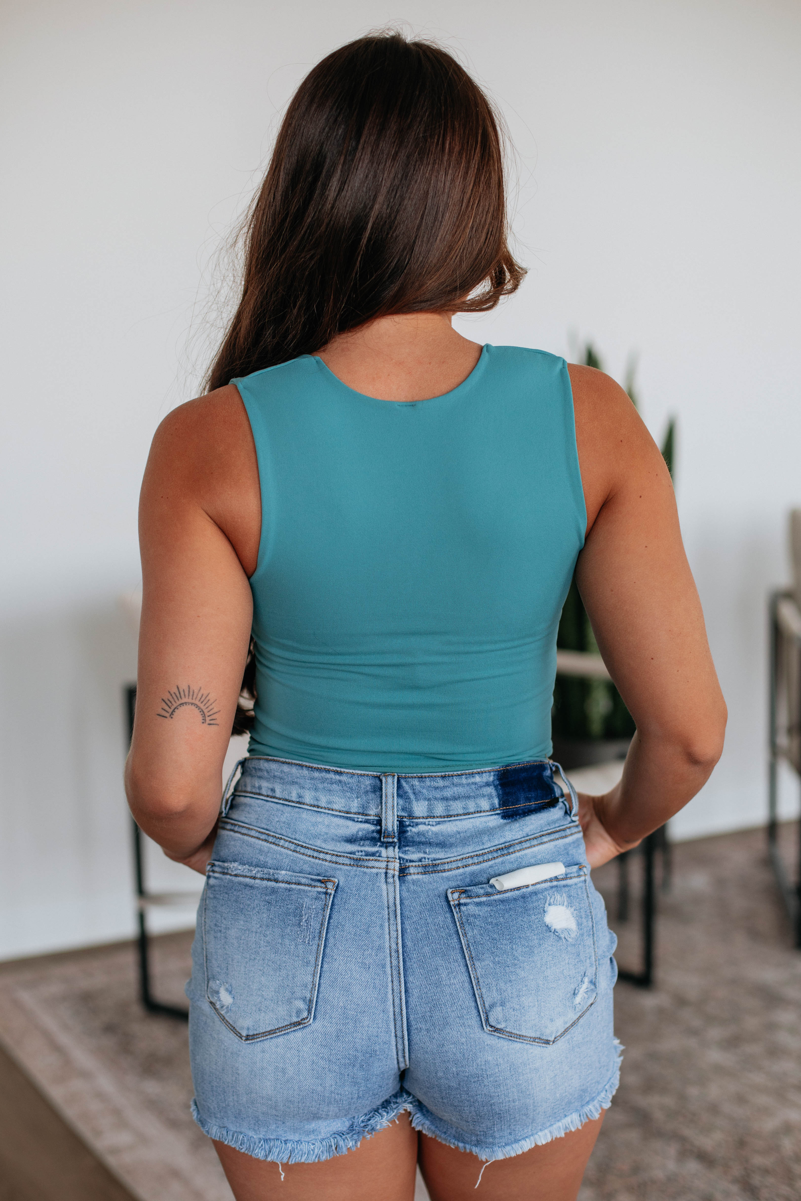 Jetson Seamless Tank Top for Women - Soft Stretchy Comfort Fit Casual Wear in Dusty Teal - Perfect for Yoga, Gym & Everyday Outfits