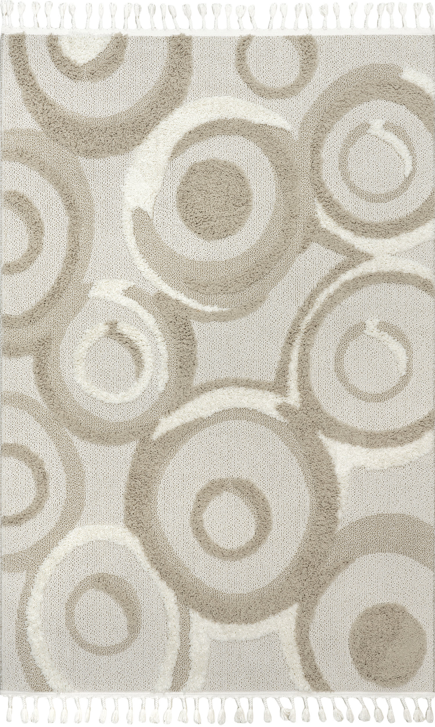 Amal Dancing Swirls Bohemian Area Rug - Ivory Handmade Vintage Moroccan Style Carpet for Living Room, Bedroom & Boho Home Decor