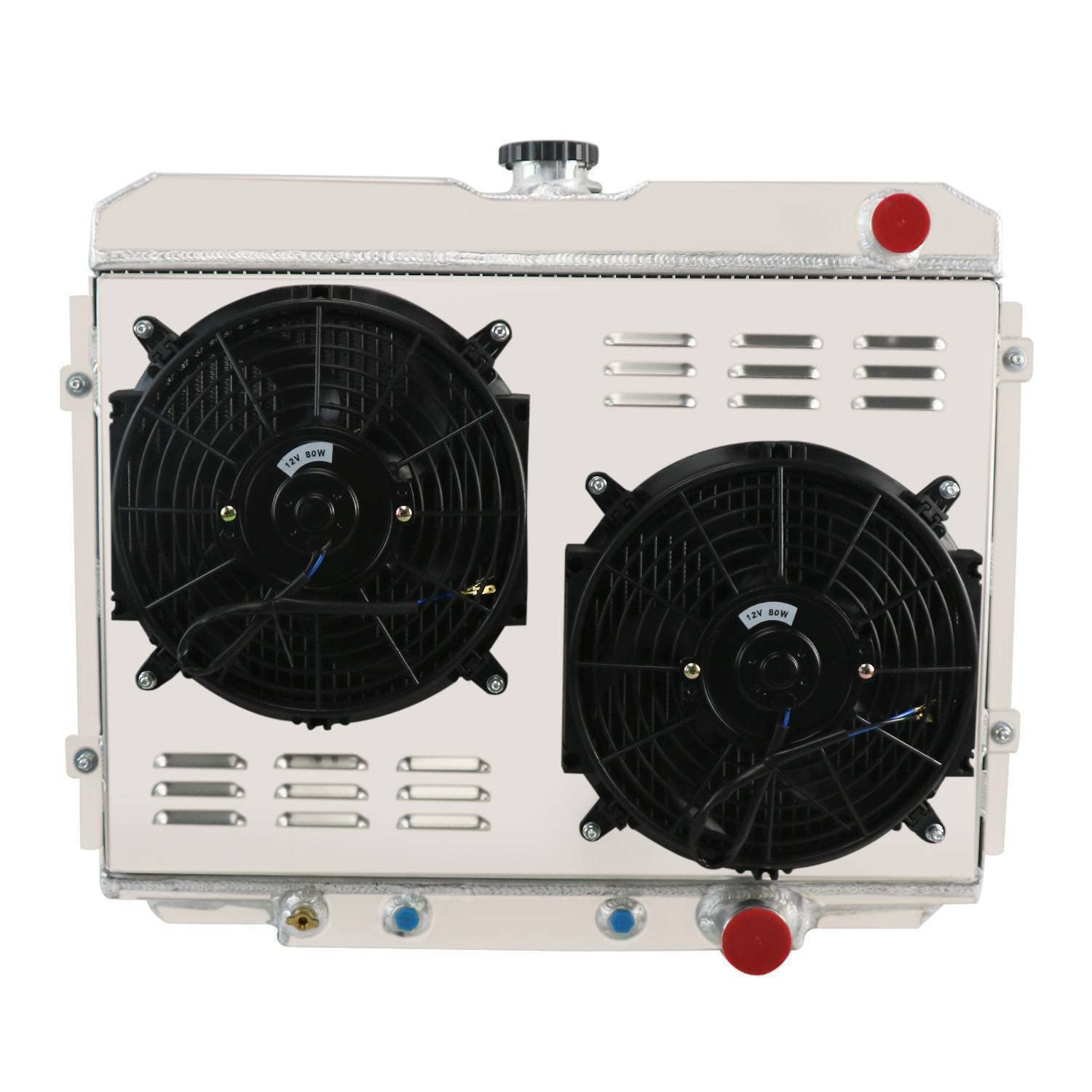 High-Performance 4-Row Aluminum Radiator for 1967-1970 Ford Mustang, Fairlane, Ranchero & Mercury Cougar 4.7L 5.0L 5.8L V8 - Complete Cooling Kit with Shroud, Fan & Relay - Perfect for Classic Car Restoration & Hot Rod Upgrades