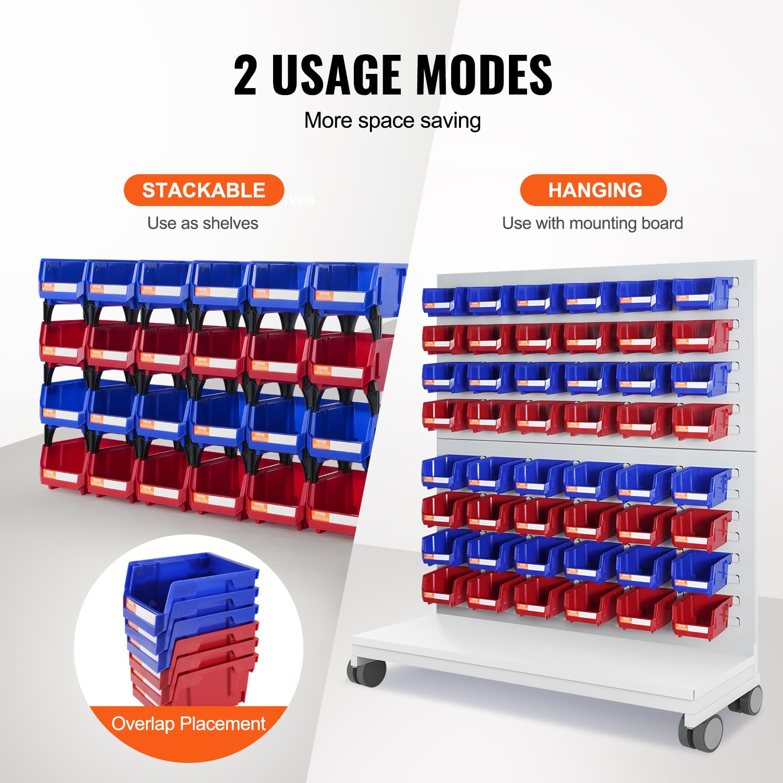 VEVOR 24 Pack Stackable Plastic Storage Bins (5 x 4 x 3 Inch) - Heavy Duty Hanging Organizer Containers for Closet, Garage, Office & Small Parts Storage | Perfect for Home Organization, Workshop Tools & Craft Supplies