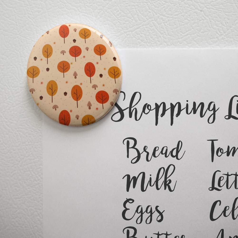 Autumn Fall Trees Pattern Kitchen Refrigerator Magnet - Decorative Button Magnets for Fridge, Locker & Office (Perfect for Seasonal Home Decor, Holiday Gifts & School Organization)