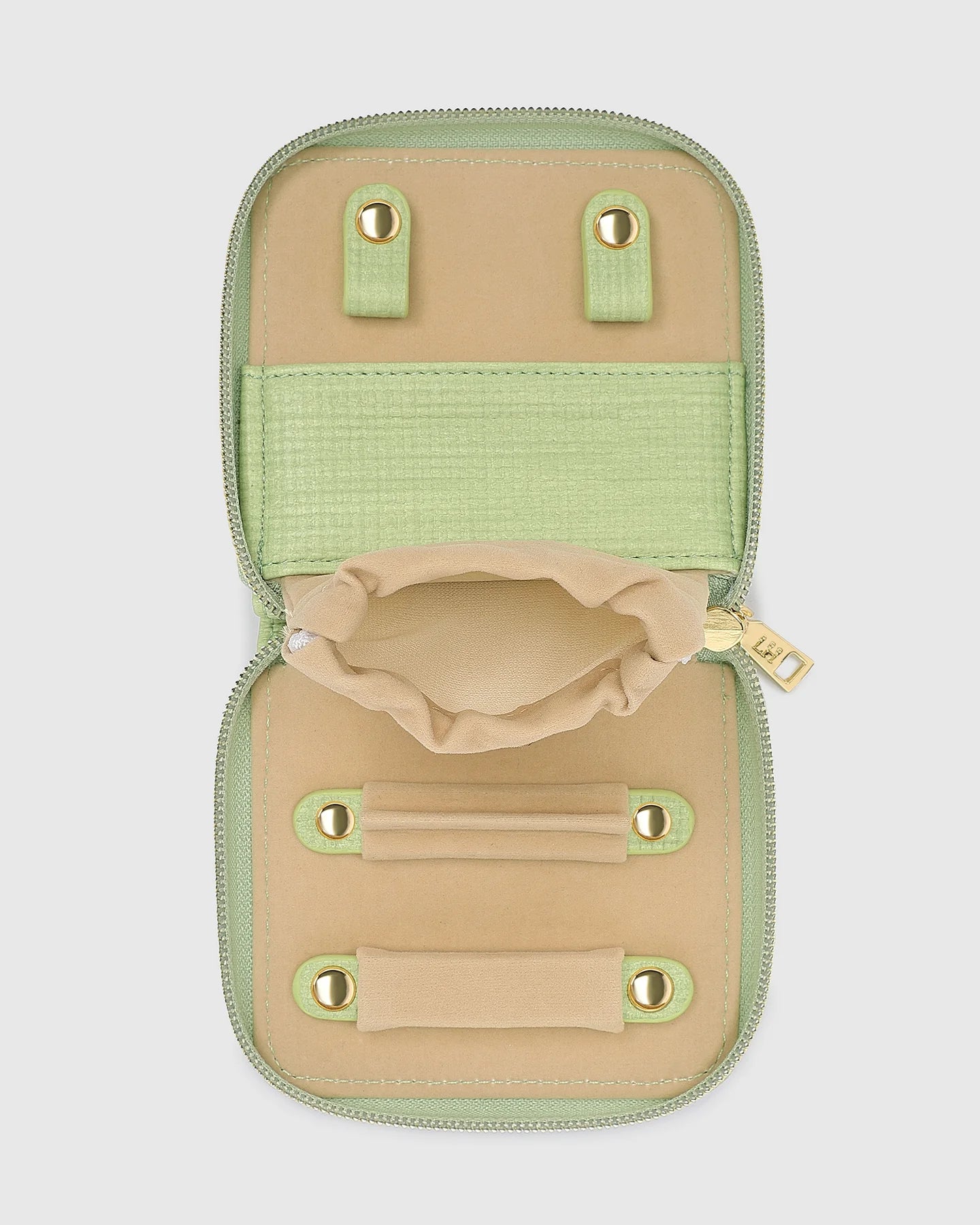 Luxury Juniper Pistachio Leather Jewelry Box by Louenhide - Perfect for Travel, Gifts & Organizing Necklaces, Rings & Earrings