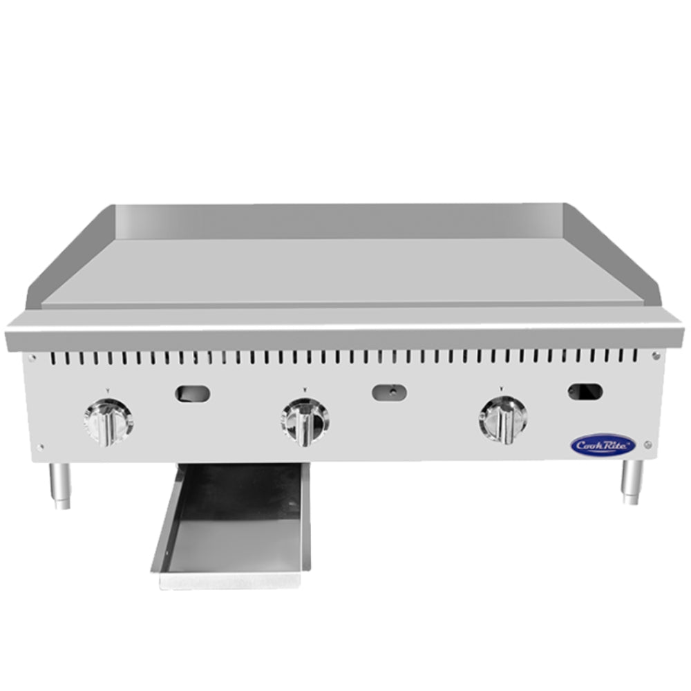Atosa 36-Inch Commercial Gas Griddle with Stainless Steel Plate & Thermostatic Controls - Natural Gas Powered - Perfect for Restaurants, Diners, and Catering Businesses