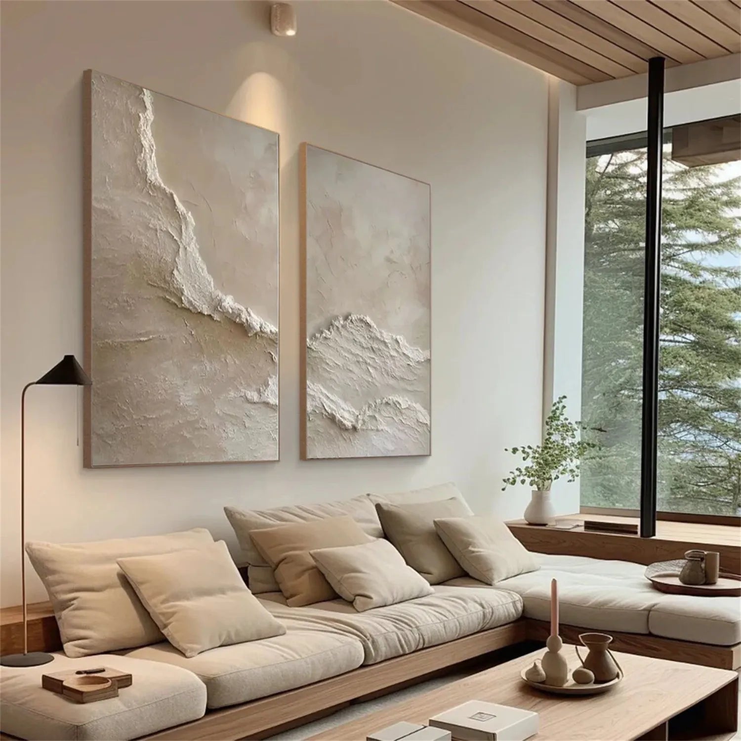 Ocean and Sky Wall Art Set of 2 - Modern Coastal Paintings for Living Room & Bedroom Decor | OS 220