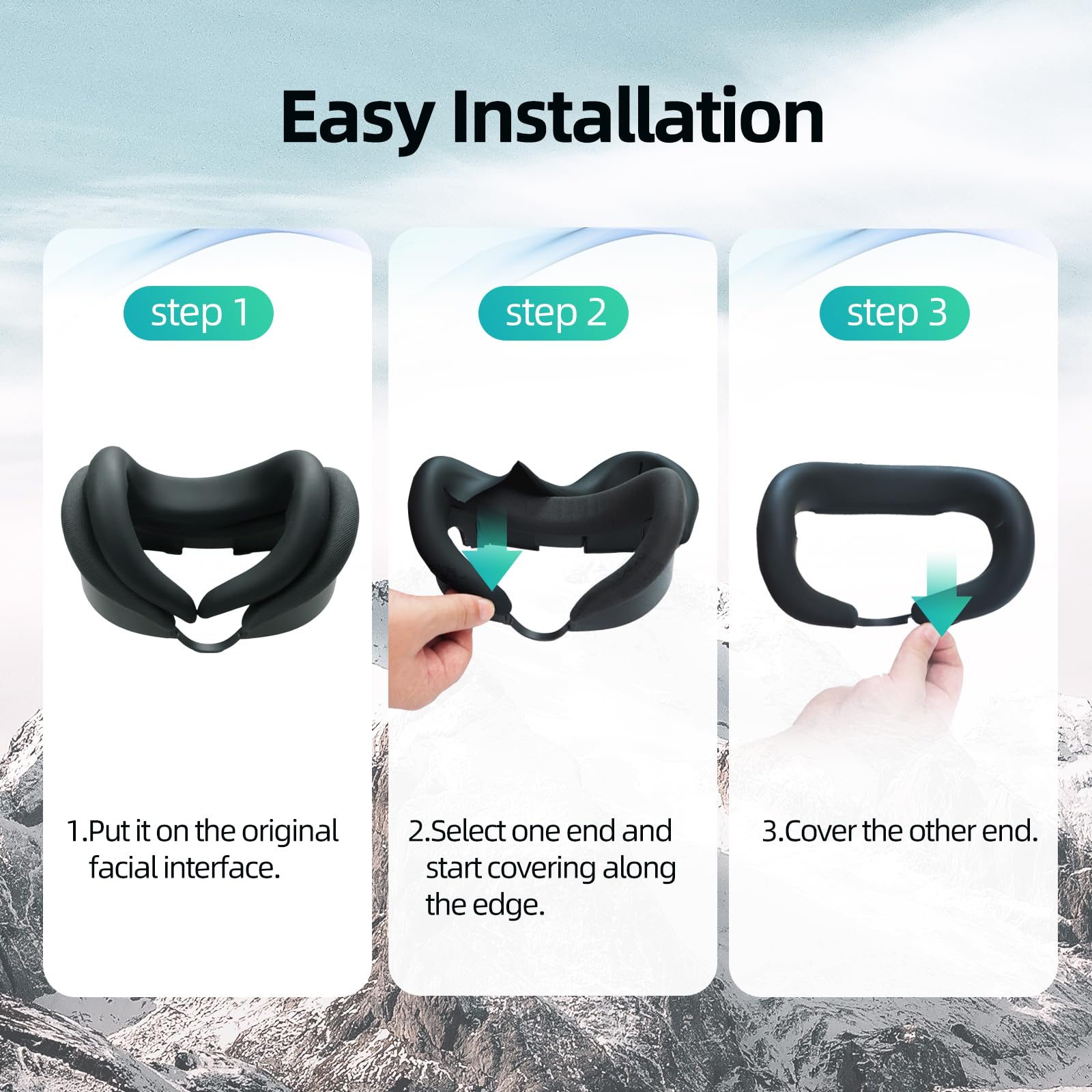 AMVR Silicone Face Cover for Meta/Oculus Quest 3 - Sweatproof VR Face Cushion Pad, Comfortable Replacement Facial Interface Accessory (Black) - Perfect for VR Gaming, Fitness & Extended Play Sessions