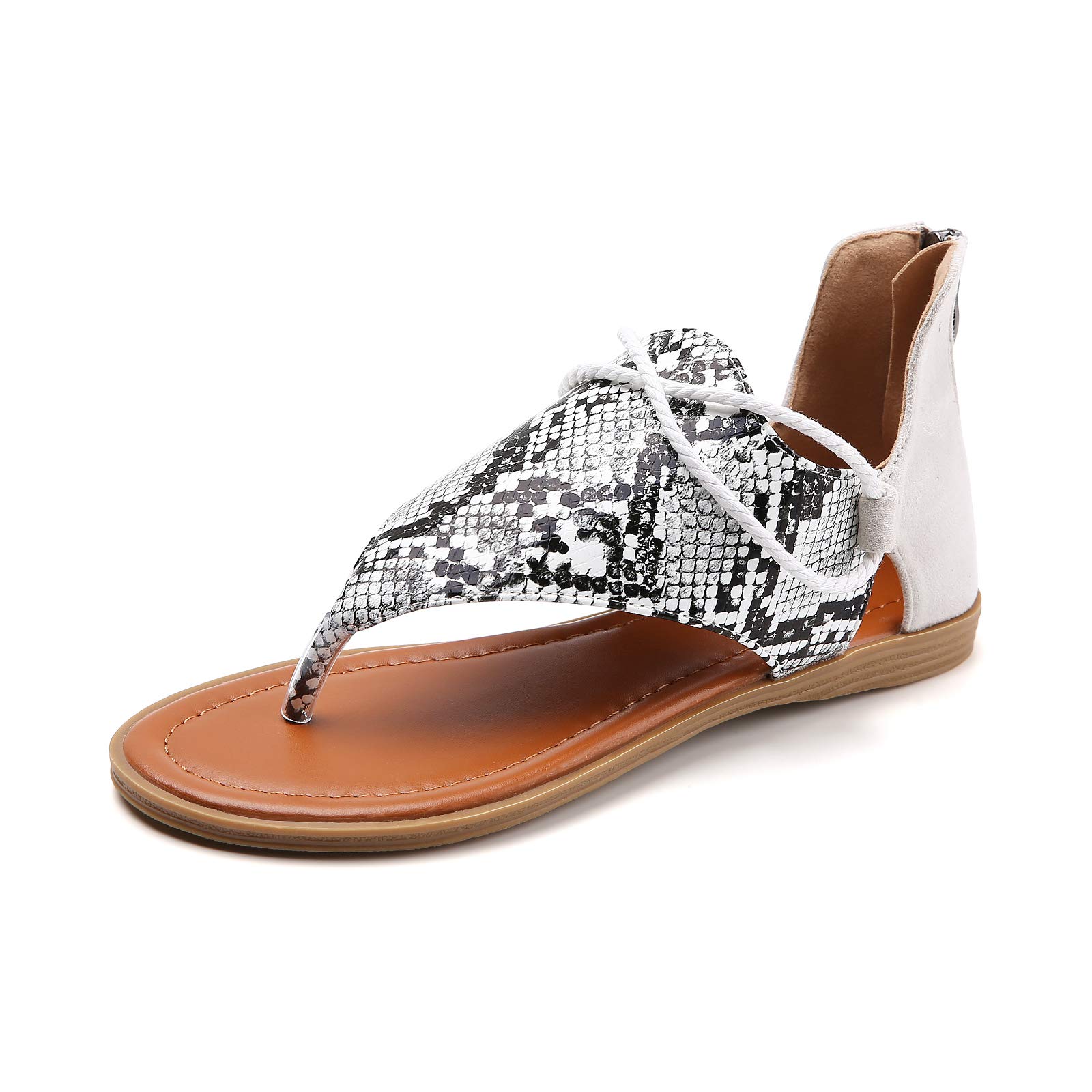 Tilocow Women's Vintage Posh Gladiator Sandals - Comfortable Flat Summer Flip Flops for Beach, Vacation & Casual Outings