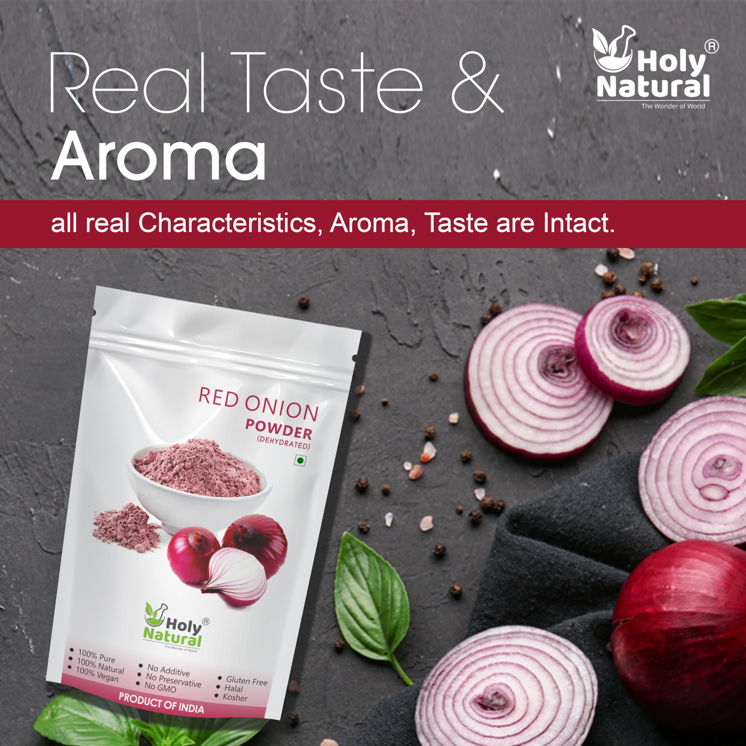 Organic Red Onion Powder (Dehydrated) - 100g (3.52oz) | All-Natural Seasoning for Soups, Salads & Meat Dishes | Gluten-Free & Non-GMO Cooking Ingredient