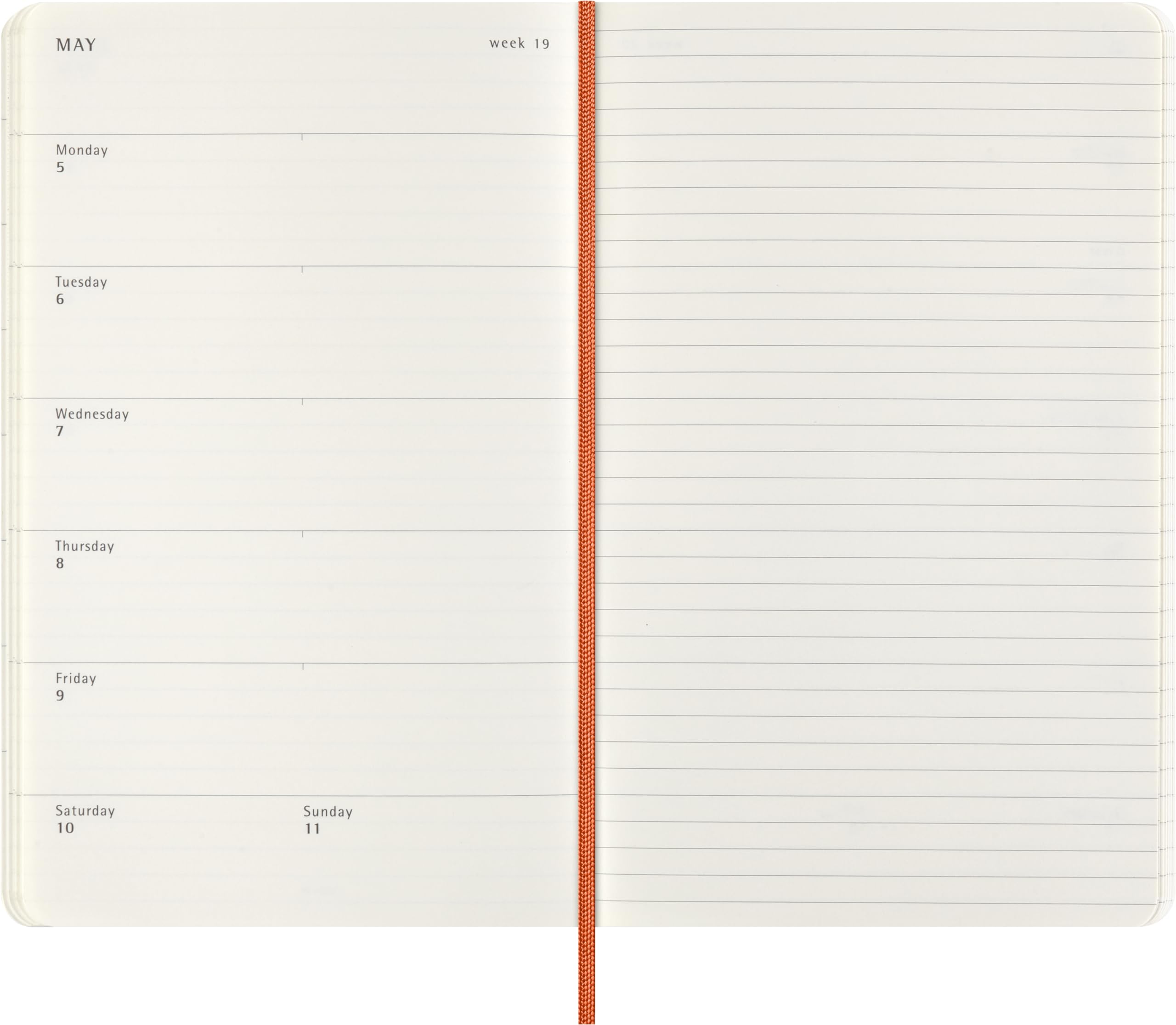 **Moleskine Weekly Planner 2025 – Vegan Soft Cover, 12-Month Agenda with Notes Space, Large 13 x 21 cm, Orange – Perfect for Work, School & Travel Planning**