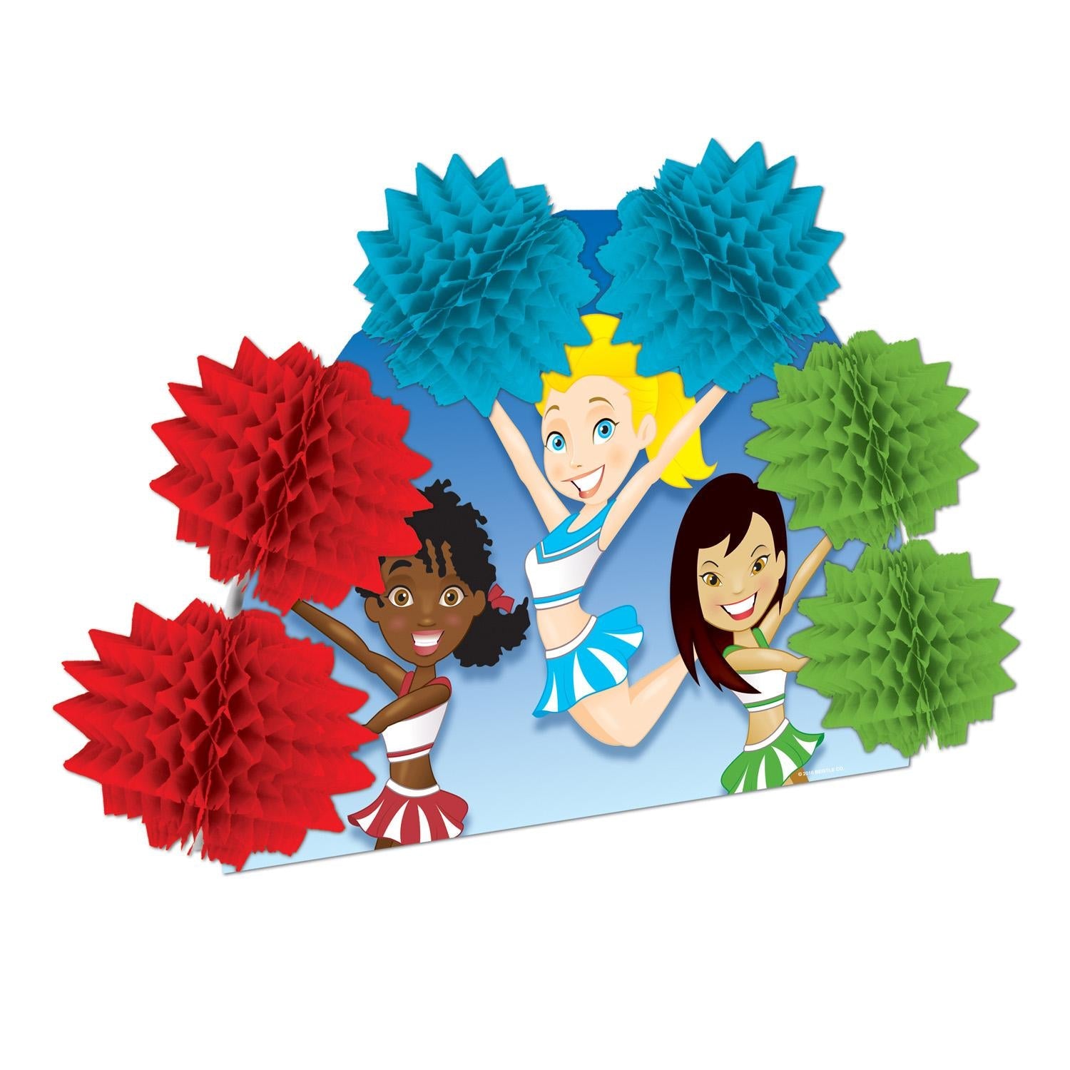 12 Pack Beistle Cheerleading Party 2-Sided Centerpieces - Cheer Pom Pom Table Decorations for Cheerleader Birthday, Sports Banquet & Pep Rally Decor
