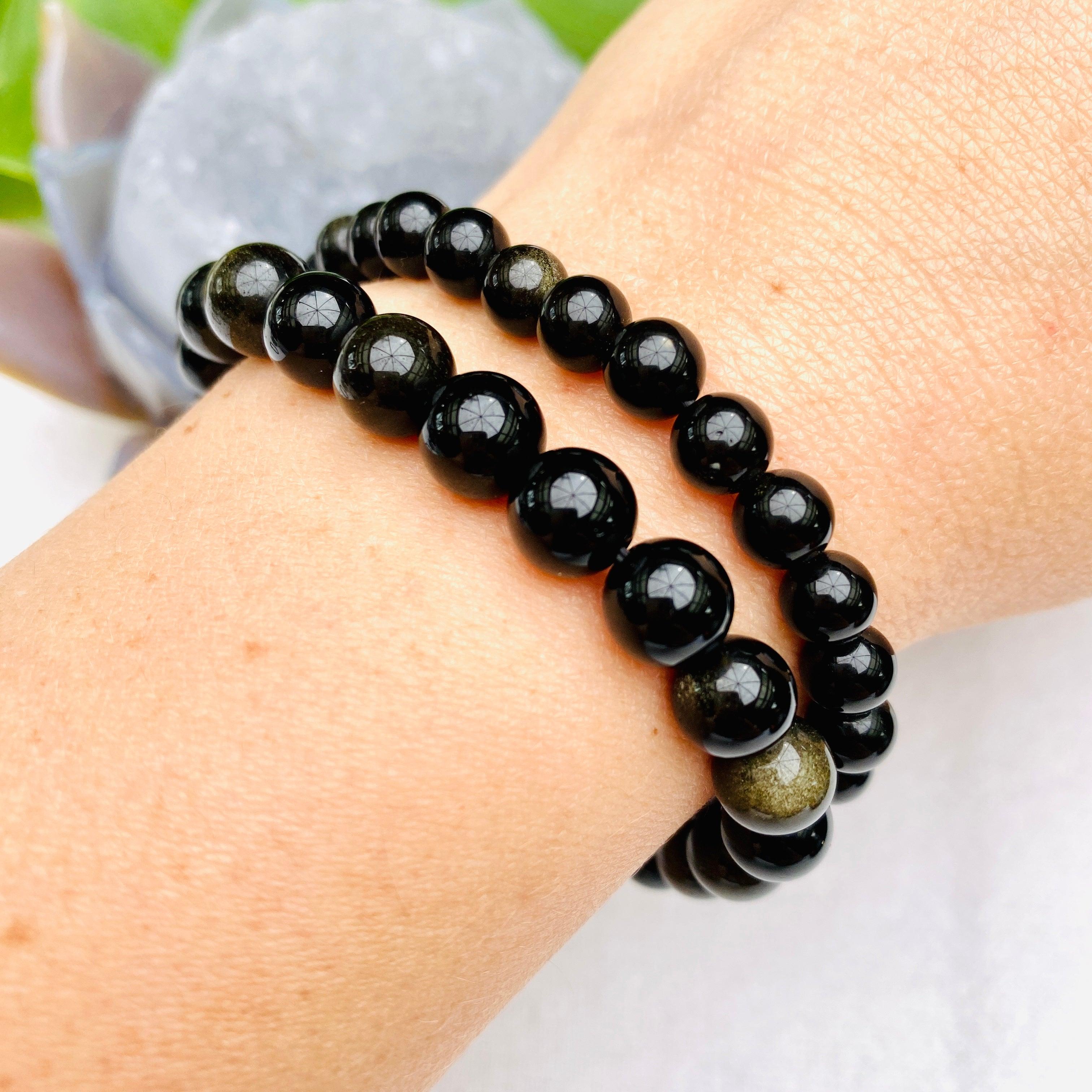 Natural Gold Sheen Obsidian Bracelet for Women - Healing Crystal Jewelry for Protection, Positivity & Stress Relief - Perfect for Meditation, Yoga & Spiritual Gifts