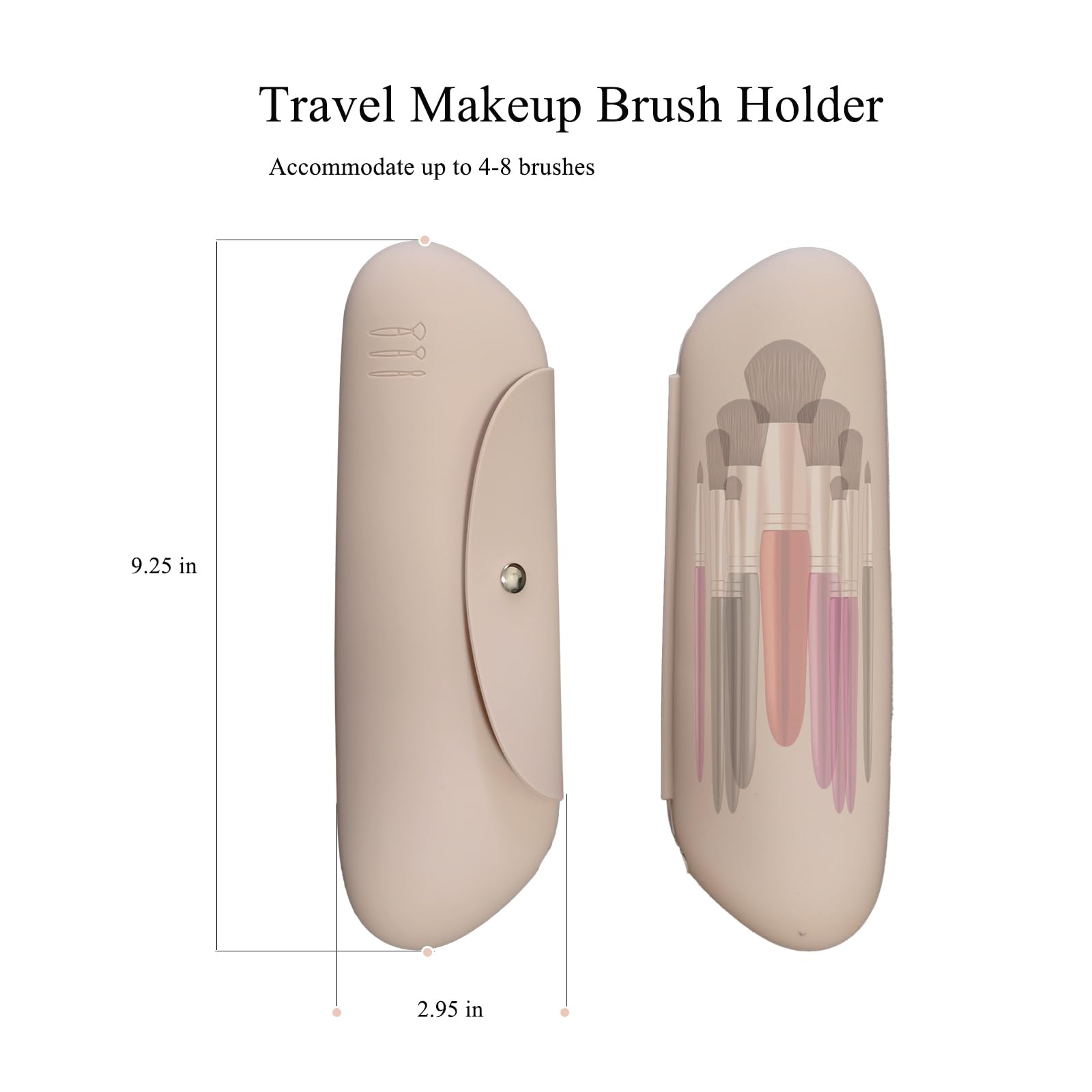 Premium Silicone Travel Makeup Brush Holder Case - Magnetic Closure Cosmetic Organizer Pouch for Women | Perfect for Airplane, Vacation & On-the-Go Makeup Essentials (Khaki)